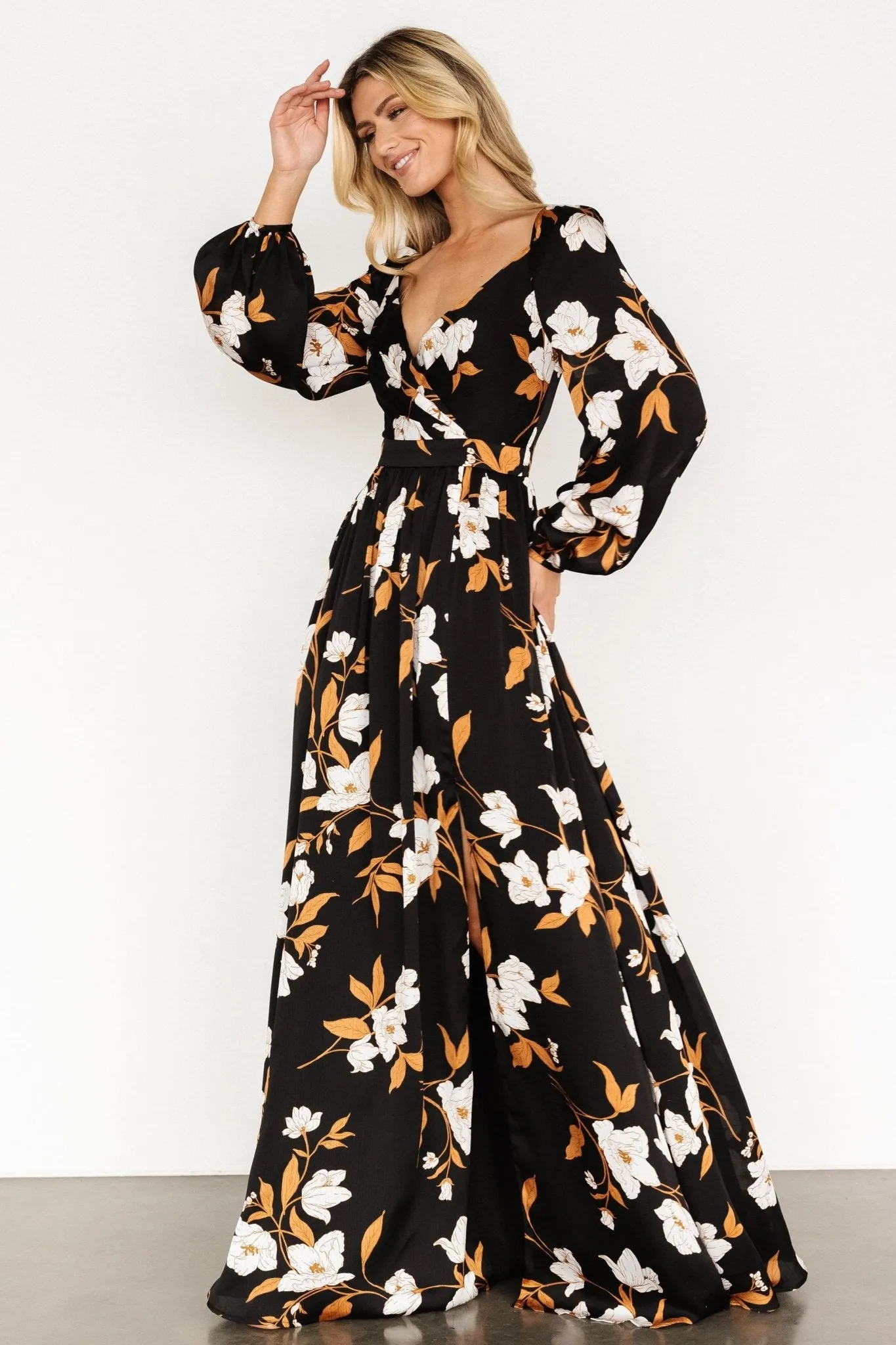 Tristan Maxi Dress | Black Floral sold by Baltic Born