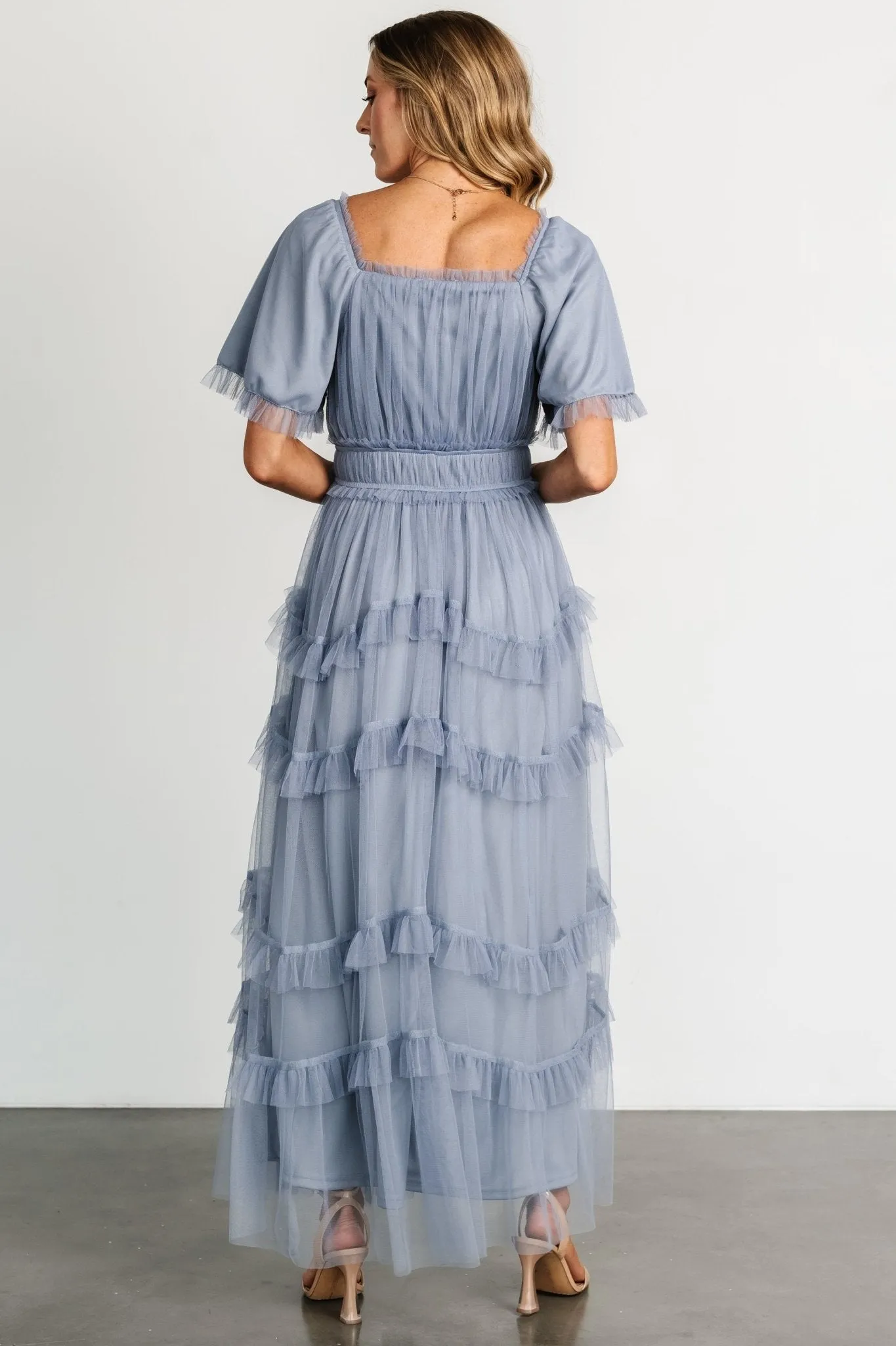 Magdalena Tulle Maxi Dress | Dusty Blue sold by Baltic Born product image thumbnail 4