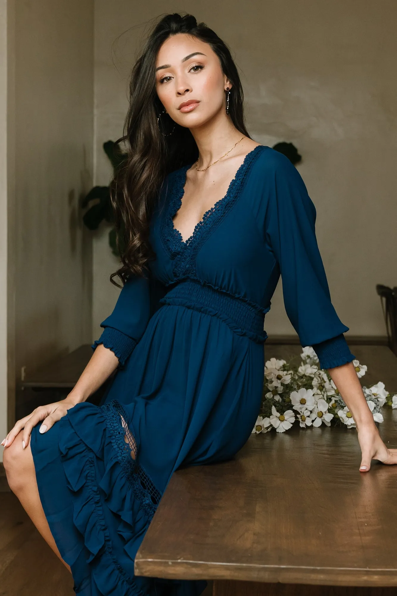 Pippa Ruffle Maxi Dress | Navy sold by Baltic Born product image thumbnail 3