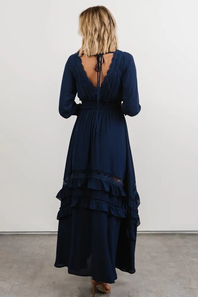 Pippa Ruffle Maxi Dress | Navy sold by Baltic Born product image thumbnail 5