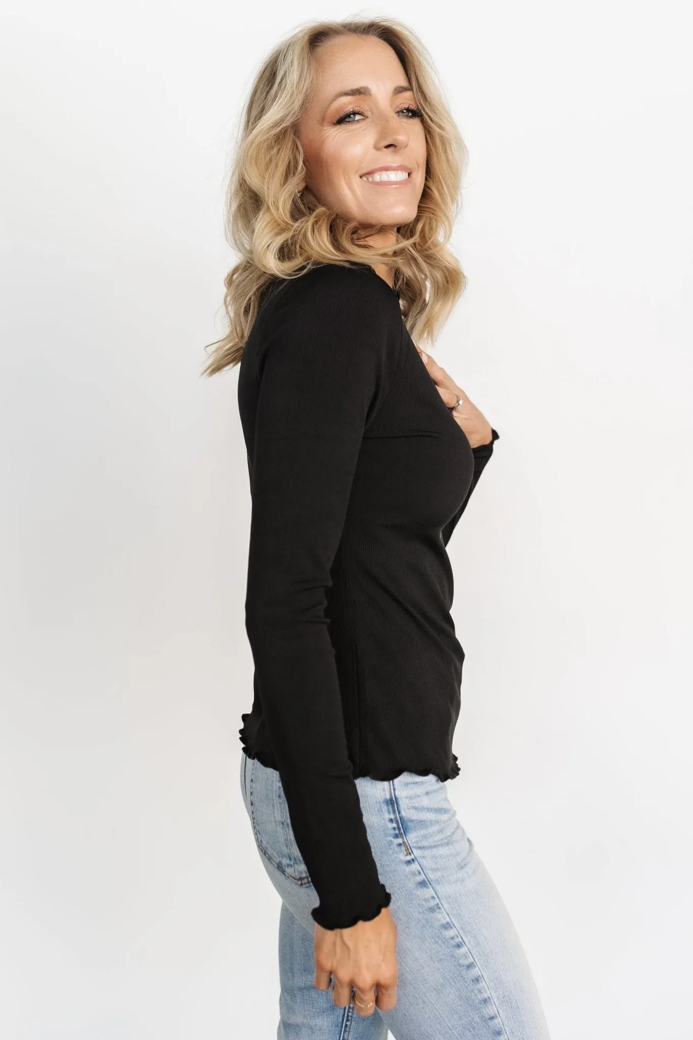Gale Ribbed Top | Black sold by Baltic Born product image thumbnail 3