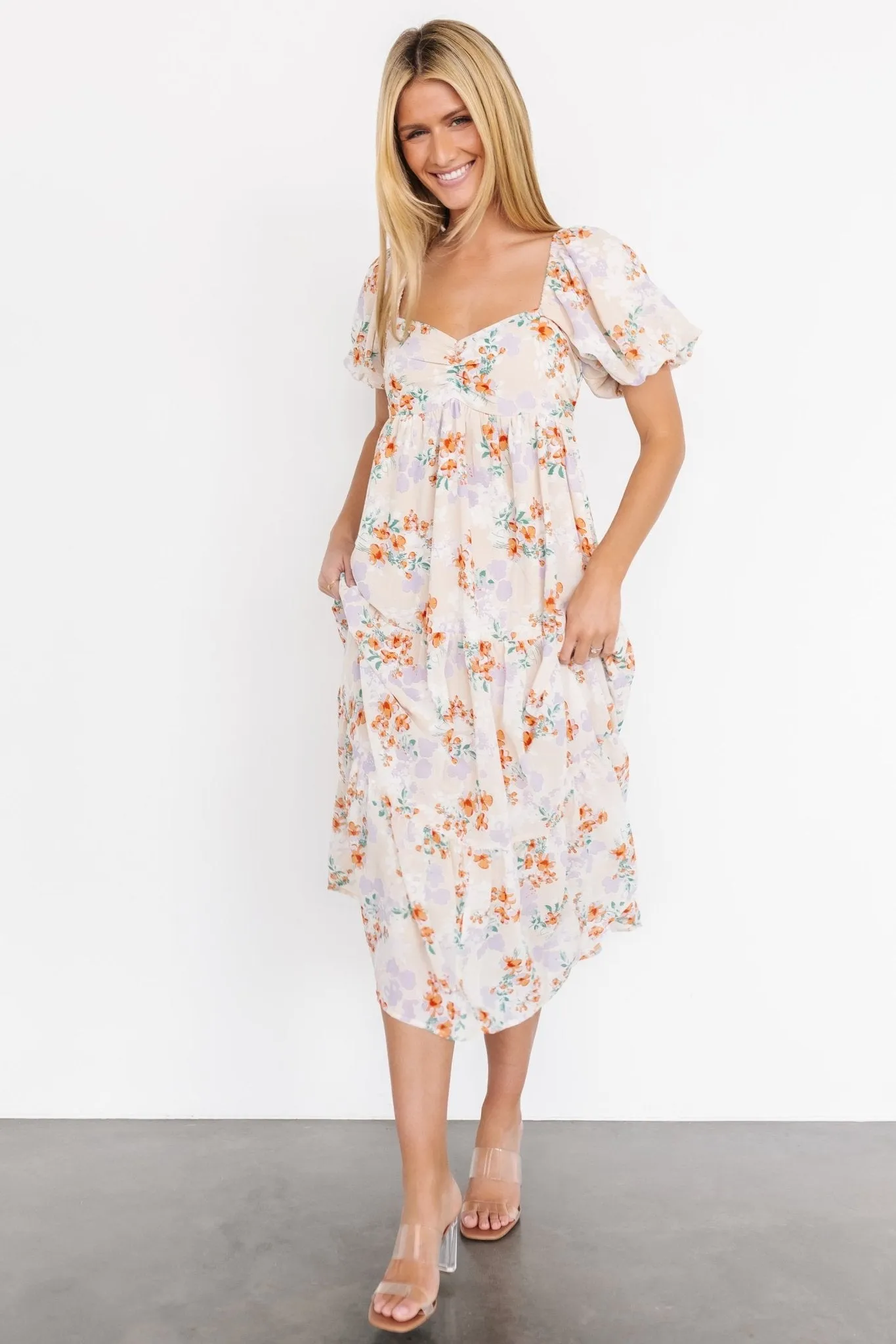 Molly Midi Dress | Cream Floral sold by Baltic Born product image thumbnail 2