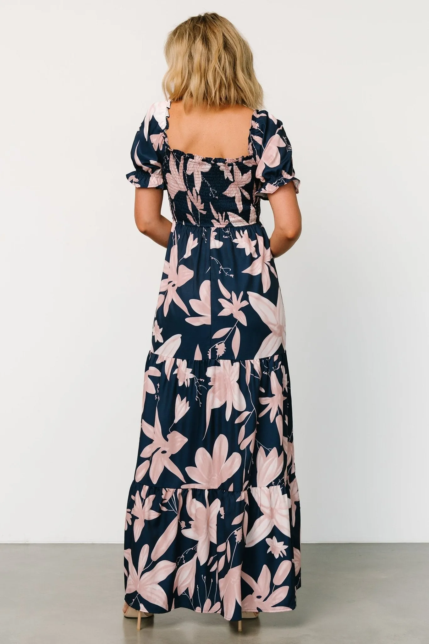 Hilaria Maxi Dress | Navy + Blush sold by Baltic Born product image thumbnail 4