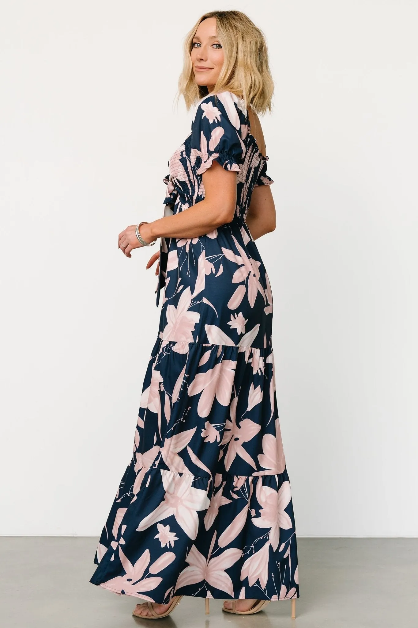 Hilaria Maxi Dress | Navy + Blush sold by Baltic Born product image thumbnail 3