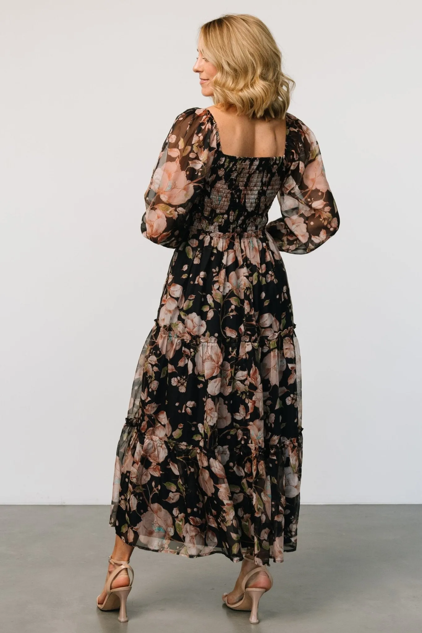 Adeline Smocked Maxi Dress | Midnight Floral sold by Baltic Born product image thumbnail 5