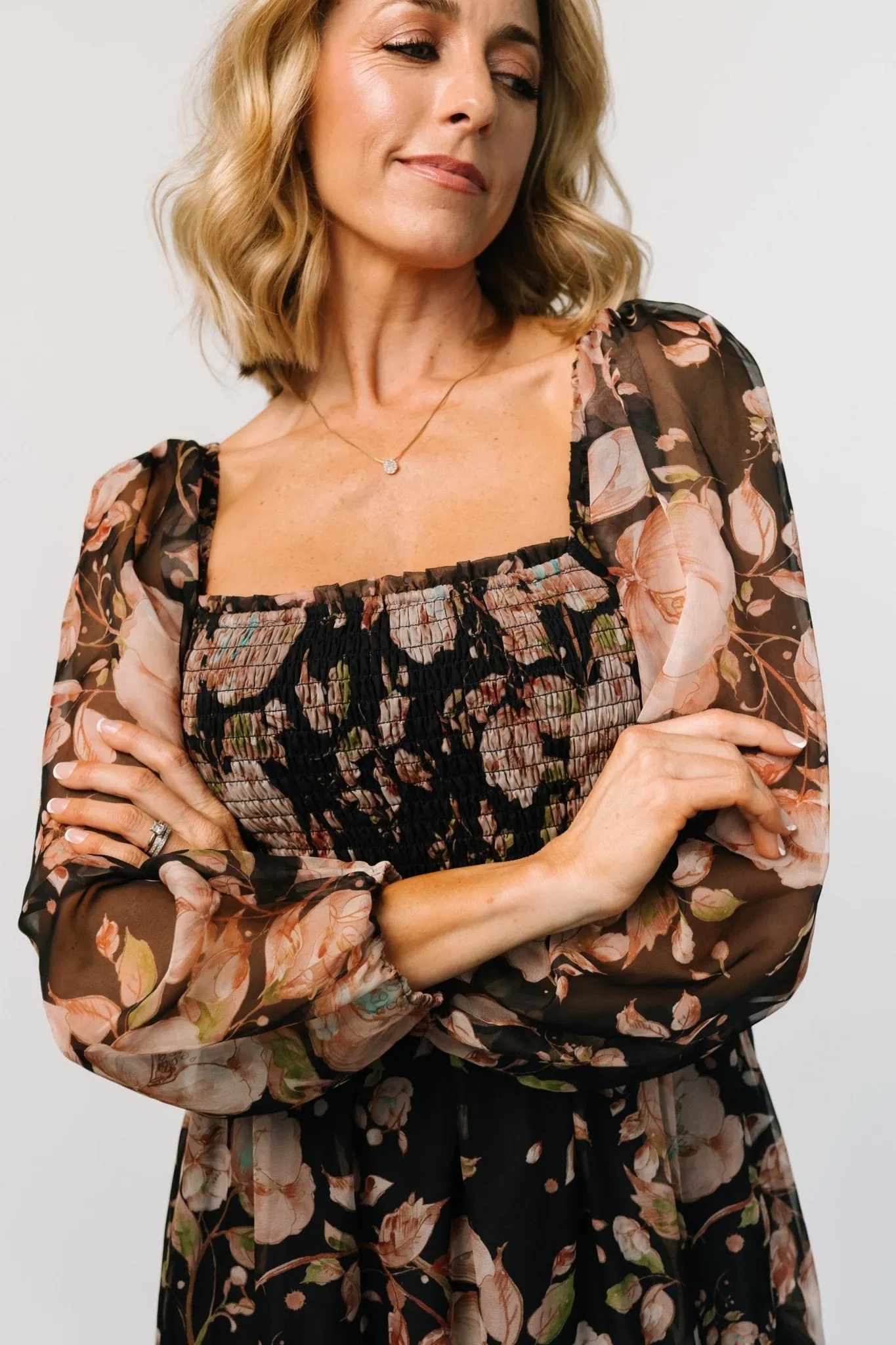 Adeline Smocked Maxi Dress | Midnight Floral sold by Baltic Born product image thumbnail 2