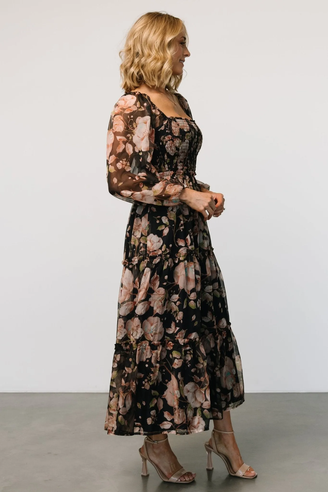 Adeline Smocked Maxi Dress | Midnight Floral sold by Baltic Born product image thumbnail 3