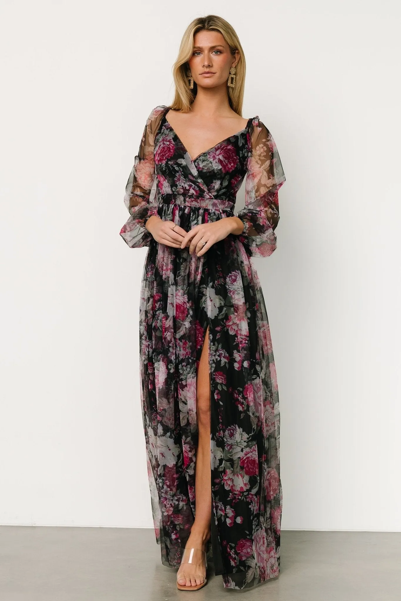 Desiree Tulle Maxi Dress | Black + Fuchsia sold by Baltic Born
