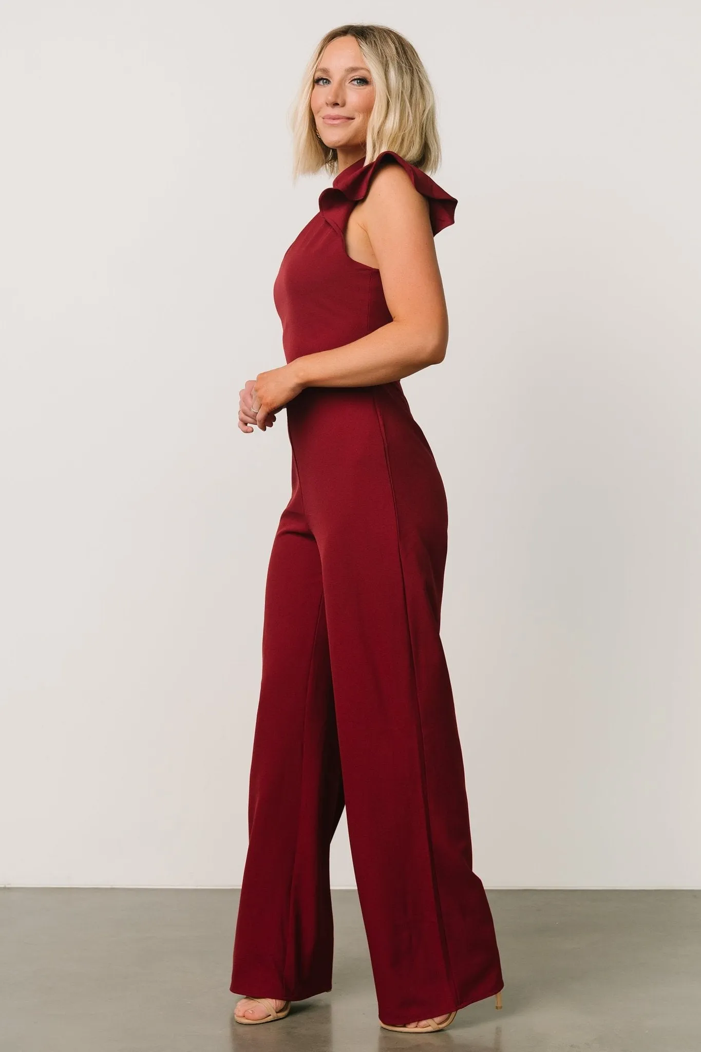 Tana Mock Neck Jumpsuit | Burgundy sold by Baltic Born product image thumbnail 3