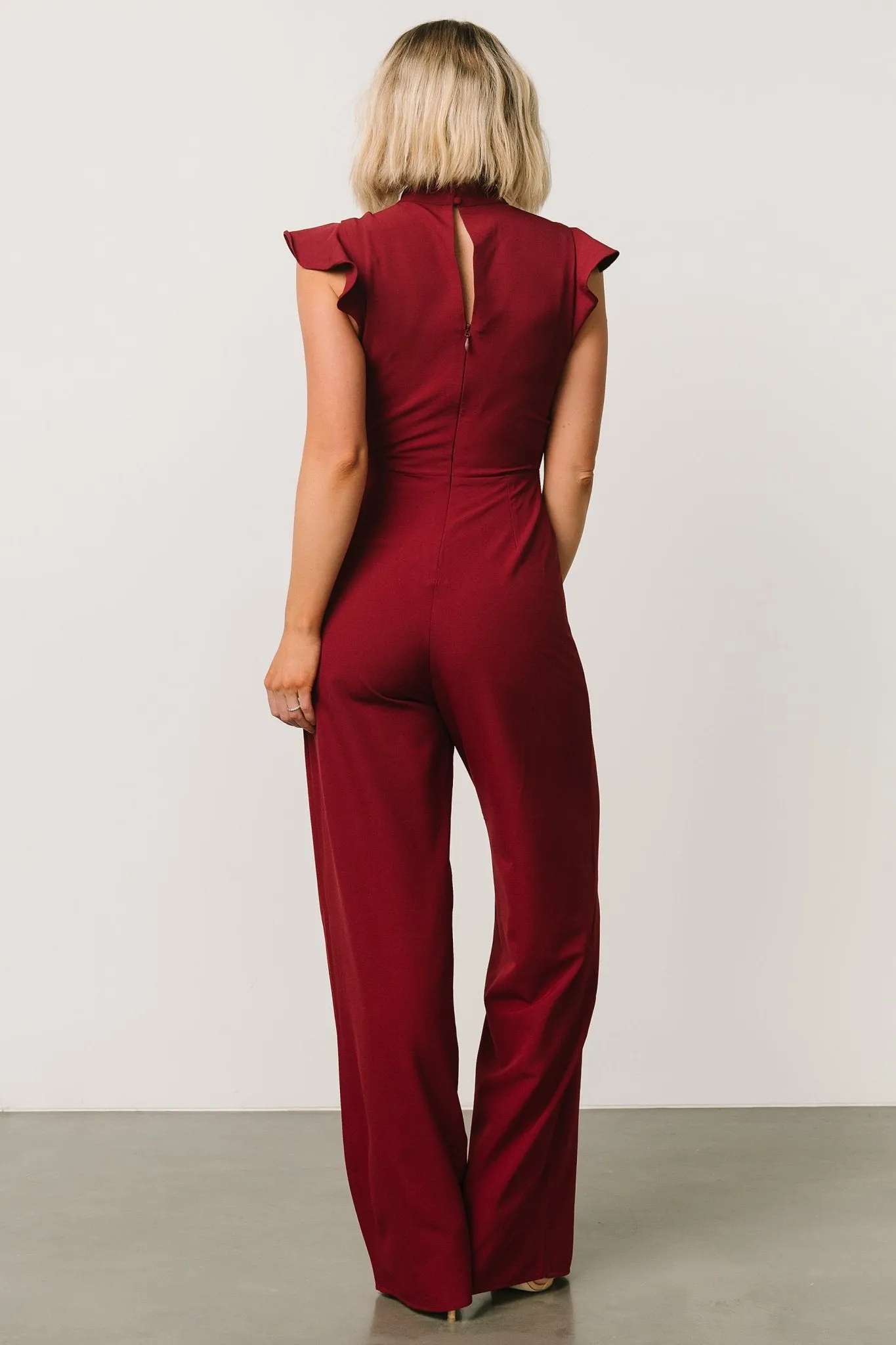 Tana Mock Neck Jumpsuit | Burgundy sold by Baltic Born product image thumbnail 4