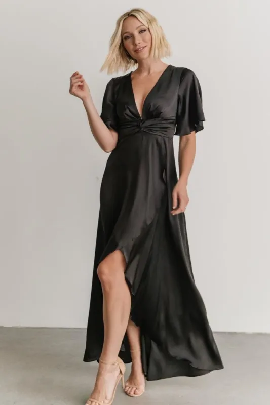 Stina Satin Maxi Dress | Black sold by Baltic Born