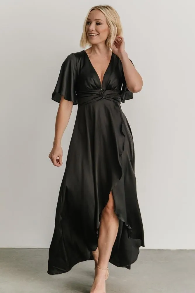 Stina Satin Maxi Dress | Black sold by Baltic Born product image thumbnail 3