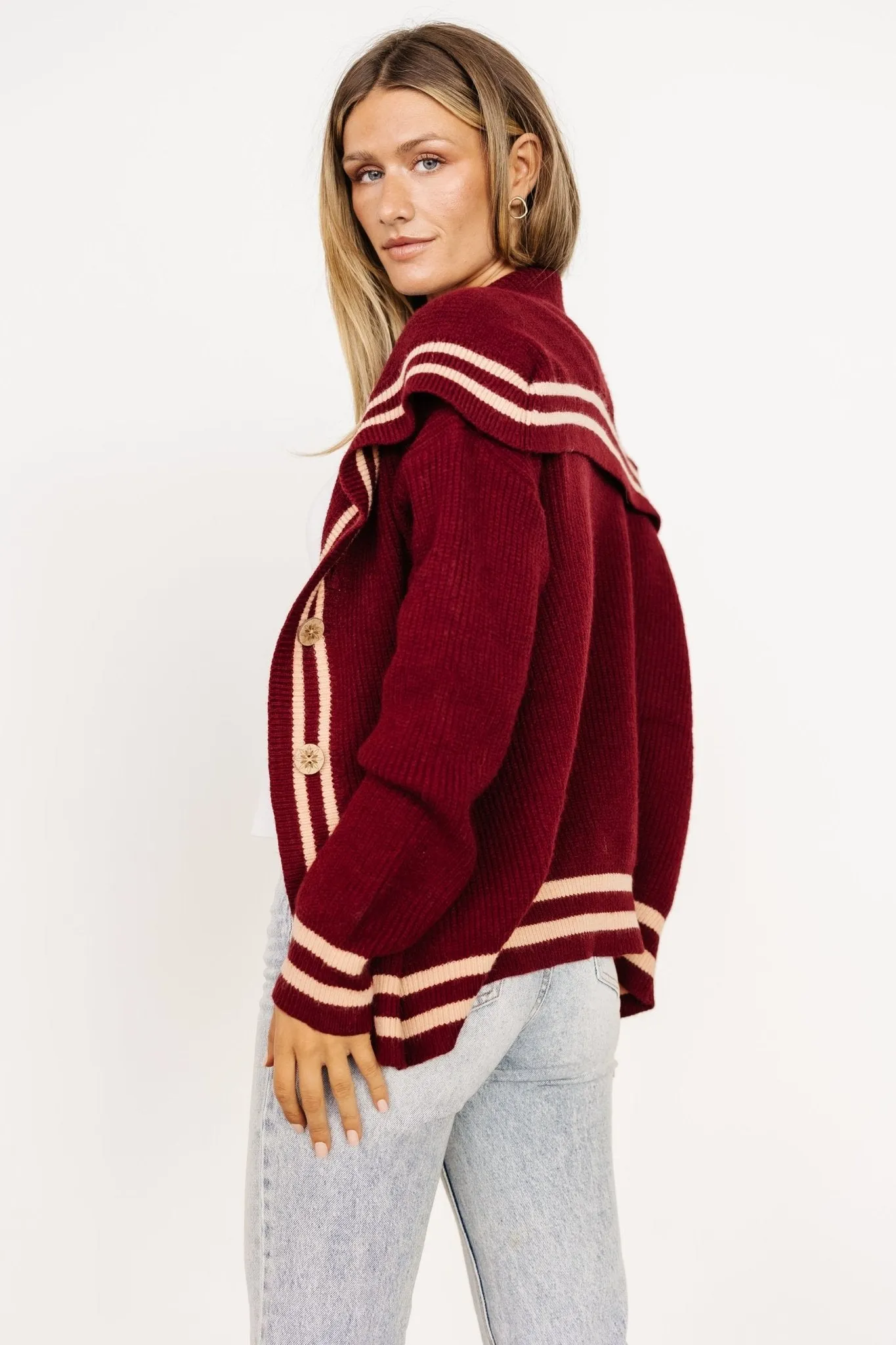 Corbett Knit Cardigan | Burgundy sold by Baltic Born product image thumbnail 5