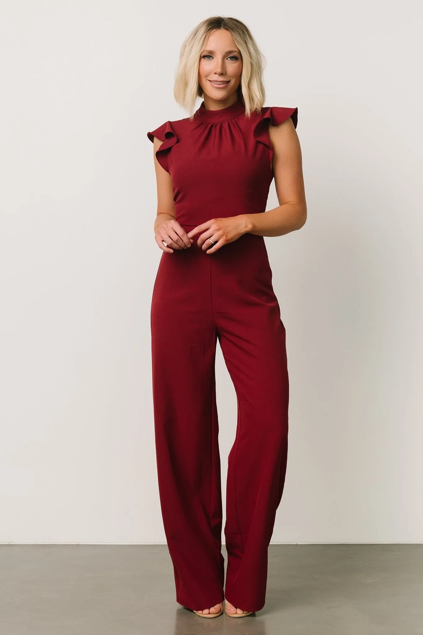 Tana Mock Neck Jumpsuit | Burgundy sold by Baltic Born product image thumbnail 5
