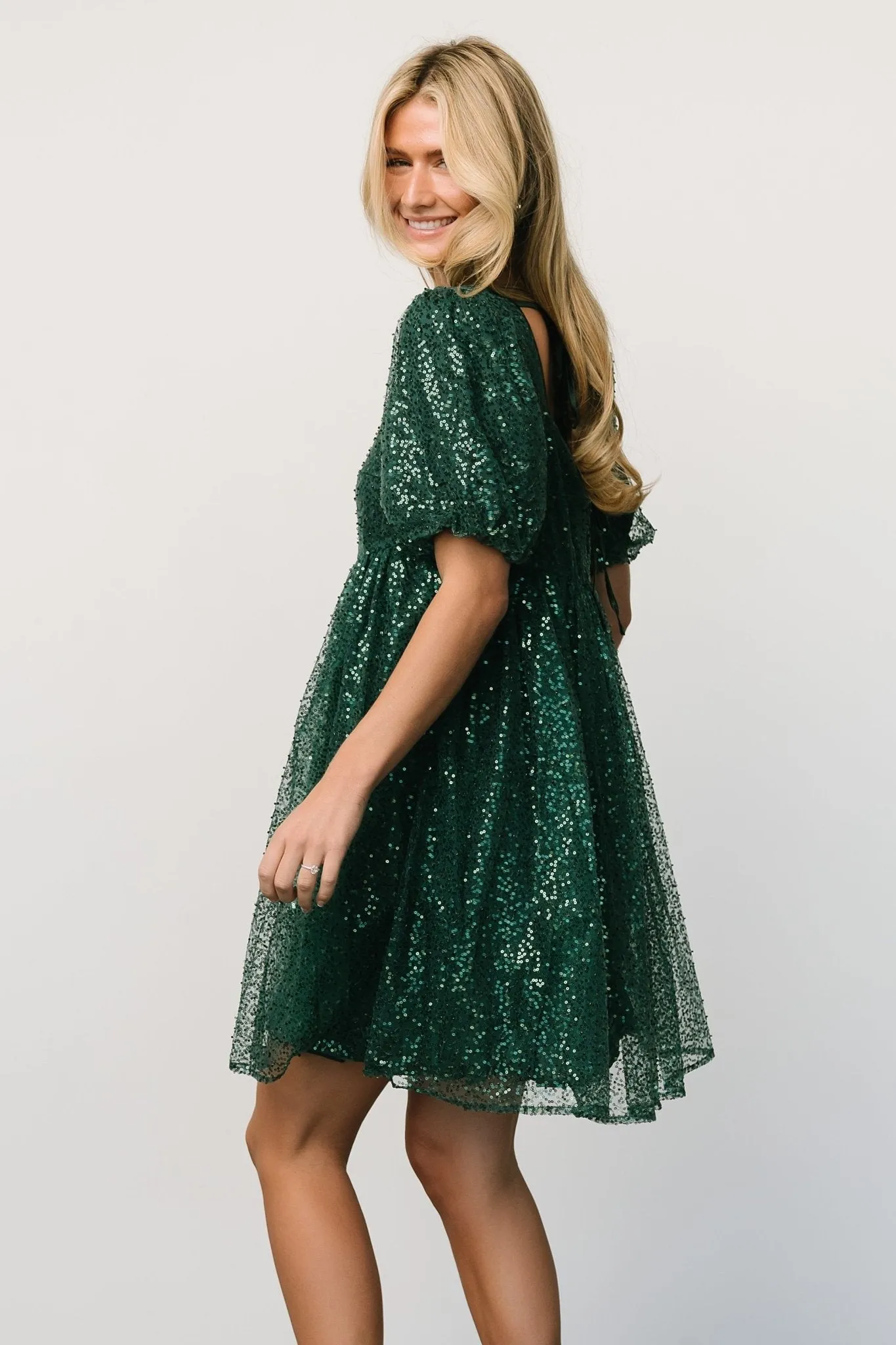 Joy Sequin Pearl Short Dress | Green sold by Baltic Born product image thumbnail 4