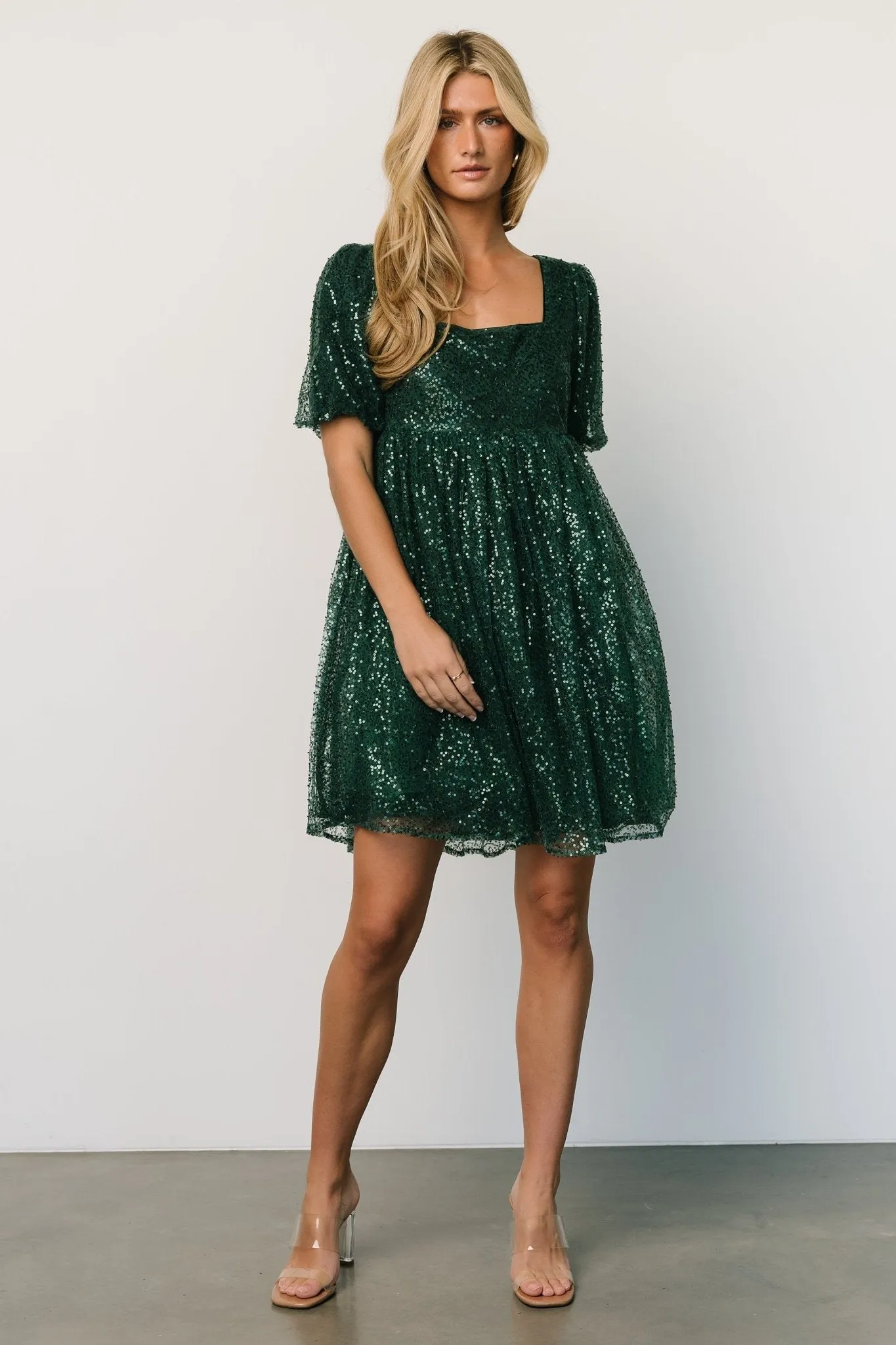 Joy Sequin Pearl Short Dress | Green sold by Baltic Born product image thumbnail 5
