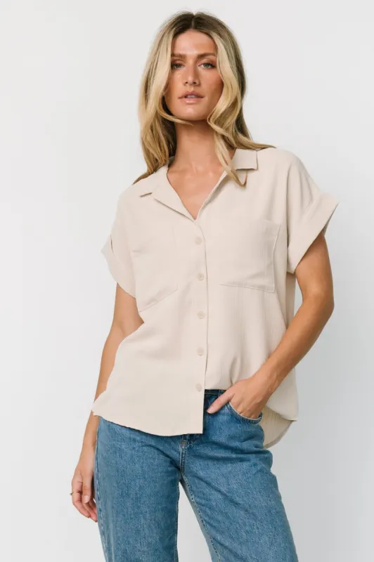 Shaylee Button Up Top | Natural sold by Baltic Born