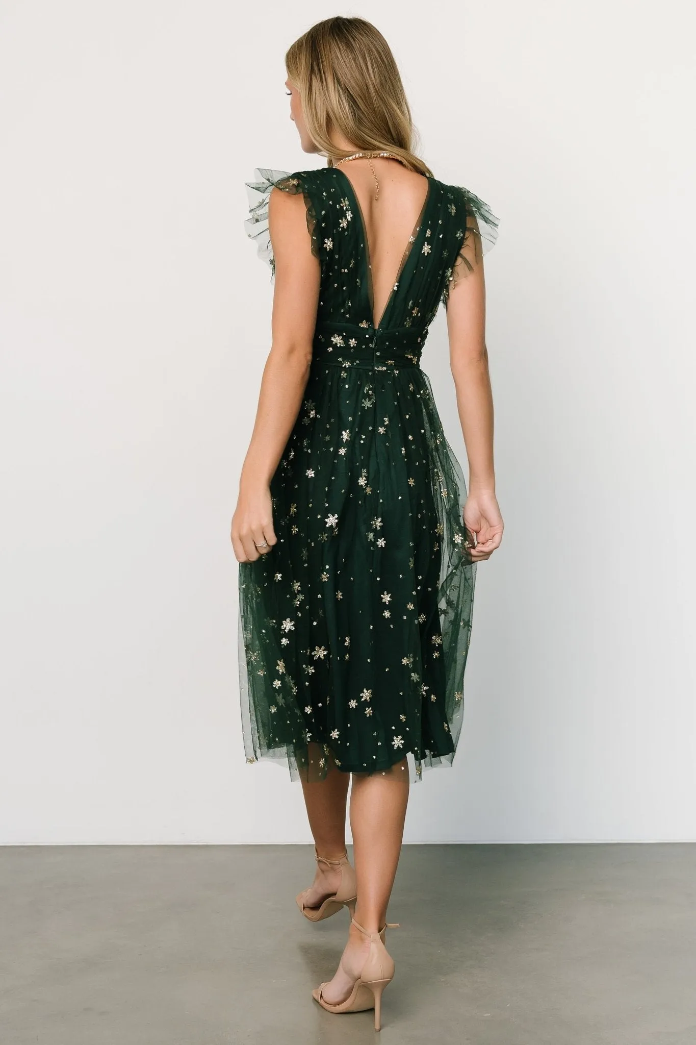 Chiara Shimmer Midi Dress | Green + Gold sold by Baltic Born product image thumbnail 5