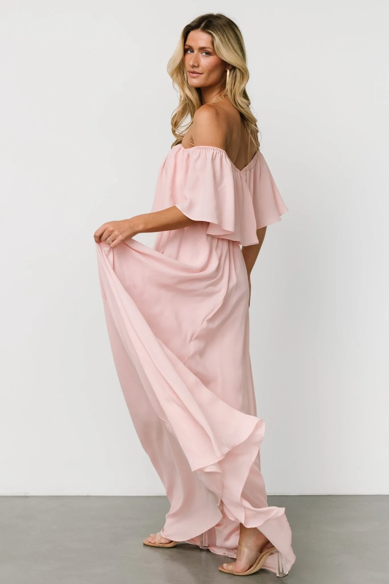 Diana Off Shoulder Maxi Dress | Blush sold by Baltic Born product image thumbnail 4