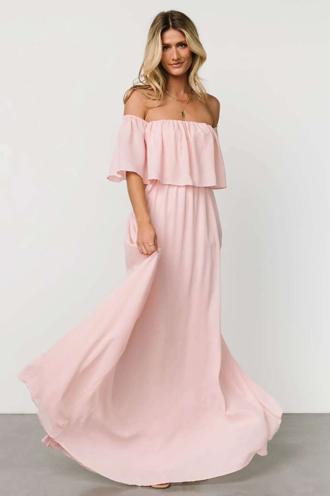 Diana Off Shoulder Maxi Dress | Blush sold by Baltic Born product image thumbnail 5