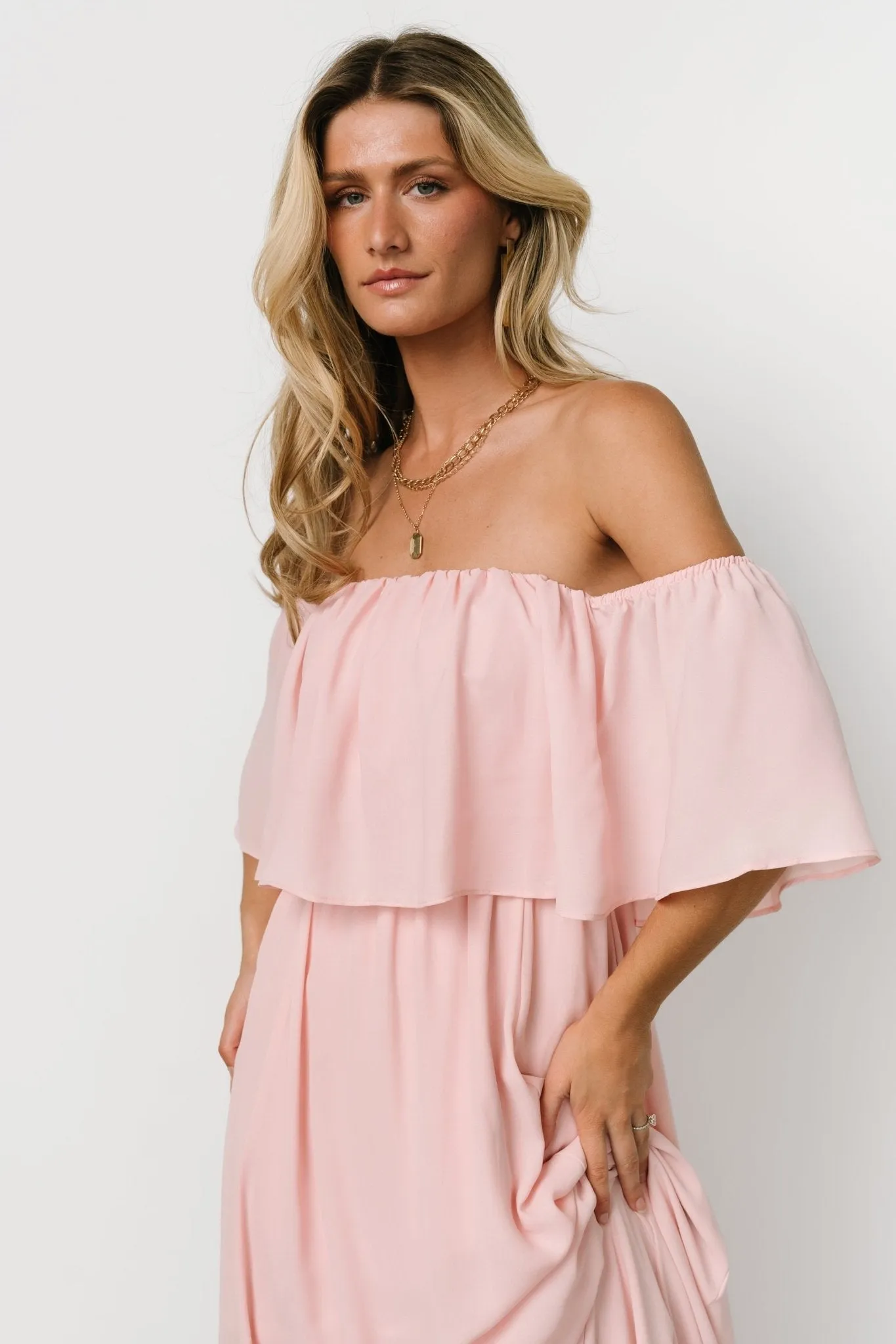 Diana Off Shoulder Maxi Dress | Blush sold by Baltic Born product image thumbnail 2