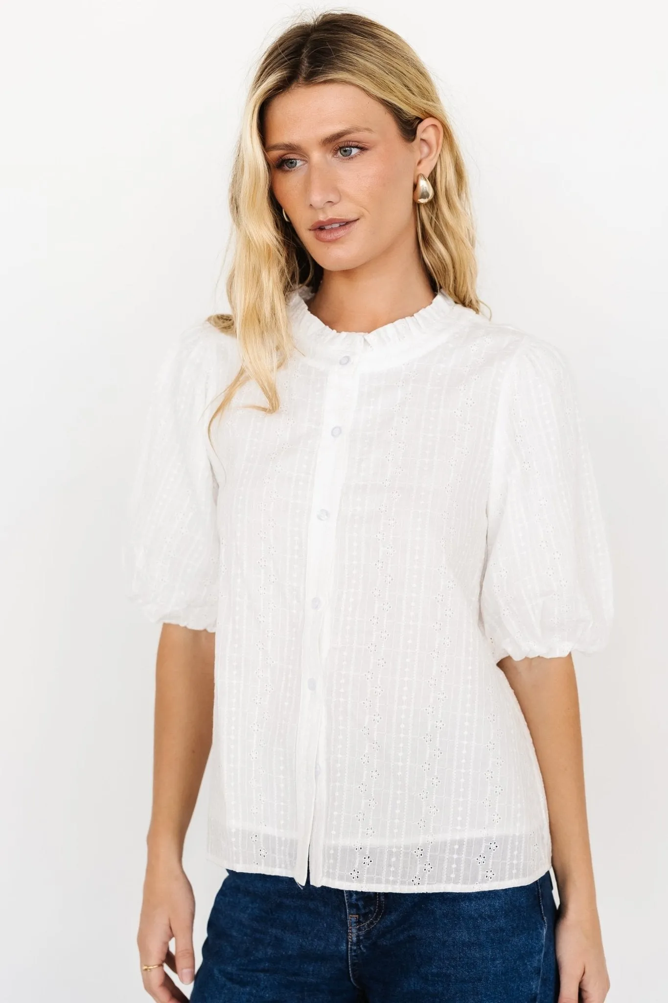 Evie Button Up Top | Off White sold by Baltic Born product image thumbnail 2