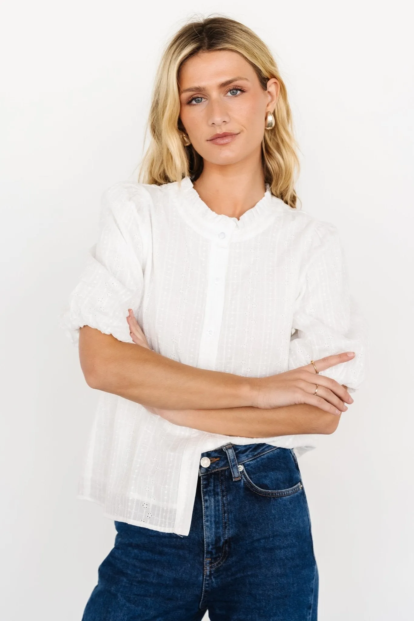 Evie Button Up Top | Off White sold by Baltic Born product image thumbnail 3