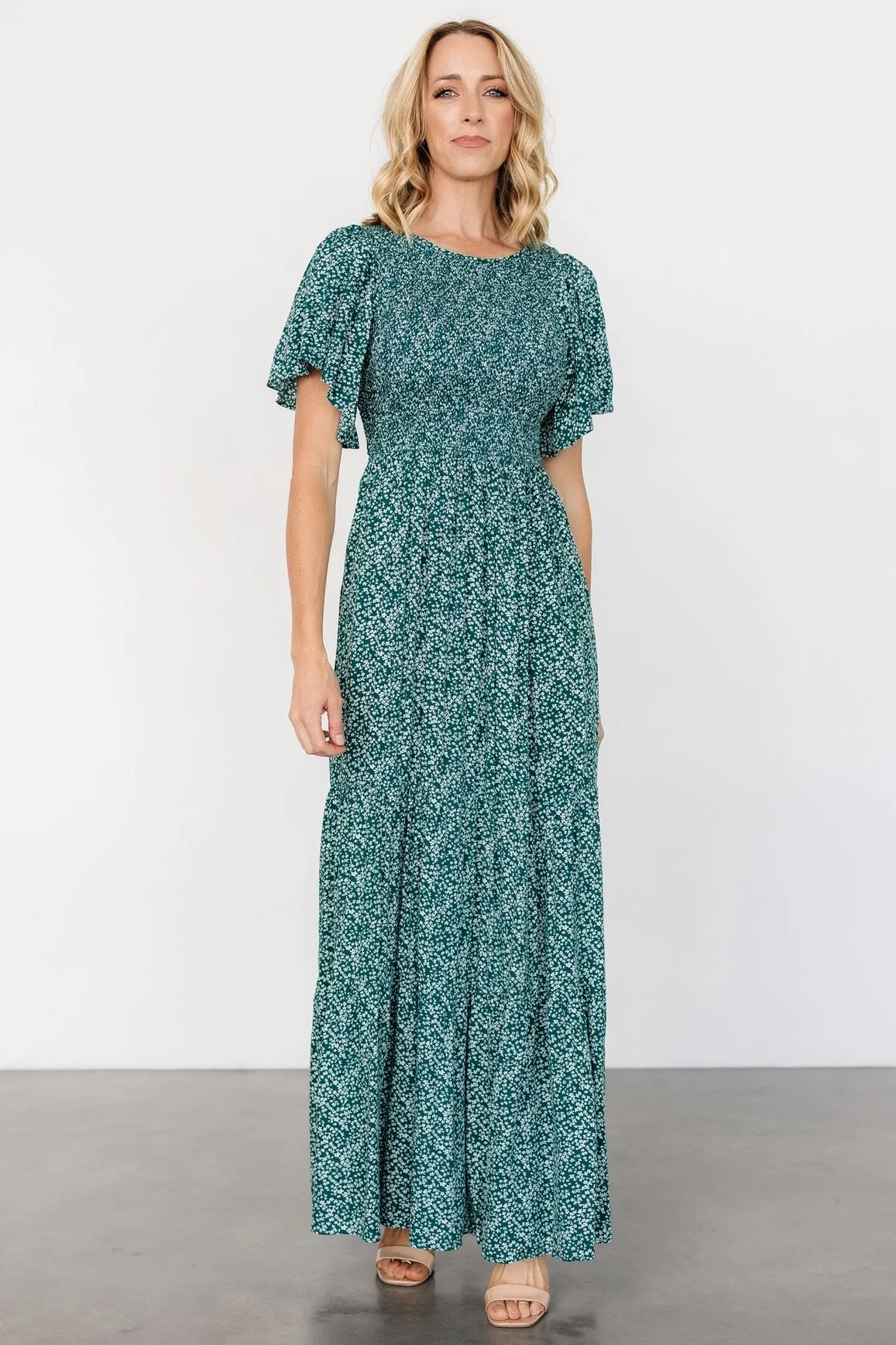 Eliza Maxi Dress | Green Print sold by Baltic Born
