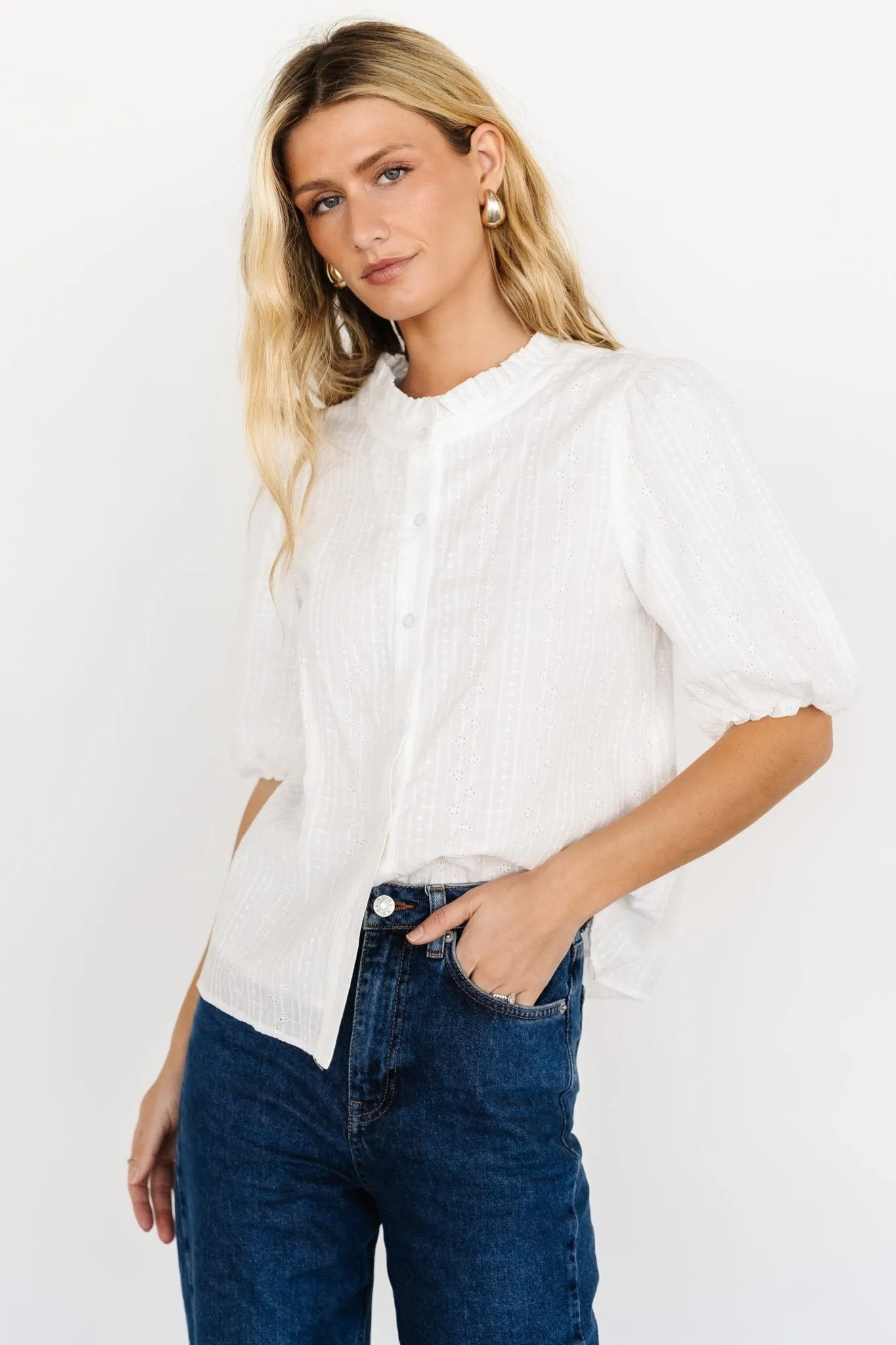 Evie Button Up Top | Off White sold by Baltic Born