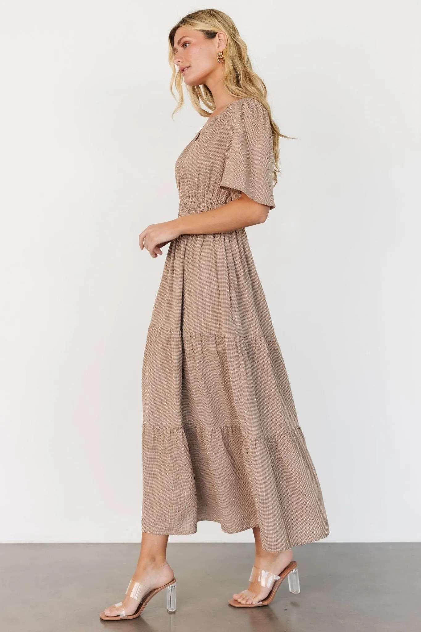 Danielle Tiered Maxi Dress | Brown Print sold by Baltic Born product image thumbnail 3