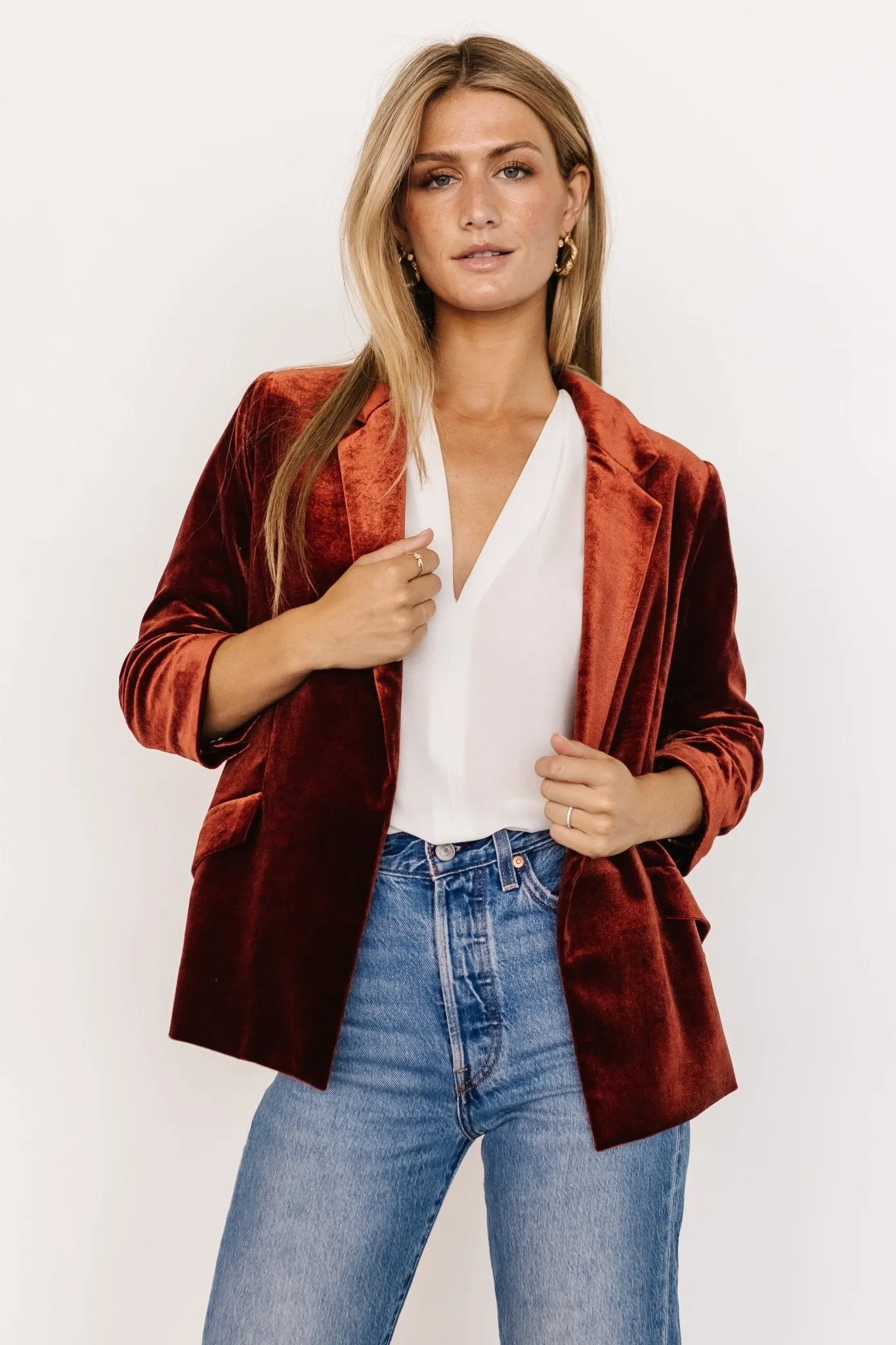 Brinton Velvet Blazer | Cinnamon sold by Baltic Born product image thumbnail 2