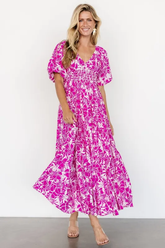 Elaine Maxi Dress | Magenta + White sold by Baltic Born
