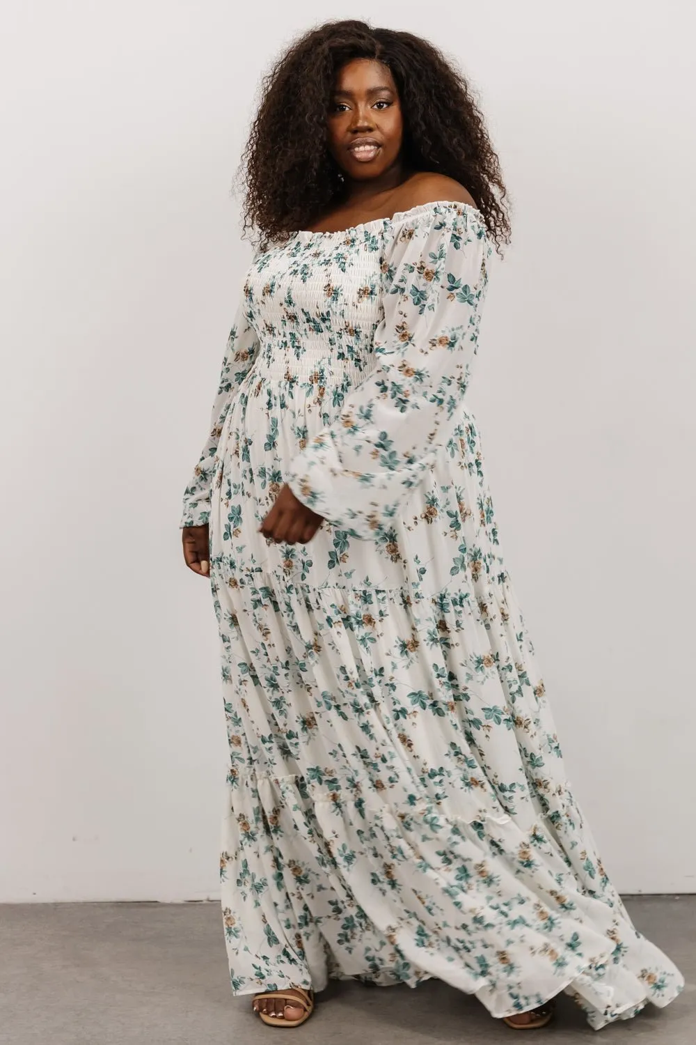 Isabela Smocked Maxi Dress | Ivory + Topaz Floral sold by Baltic Born product image thumbnail 2