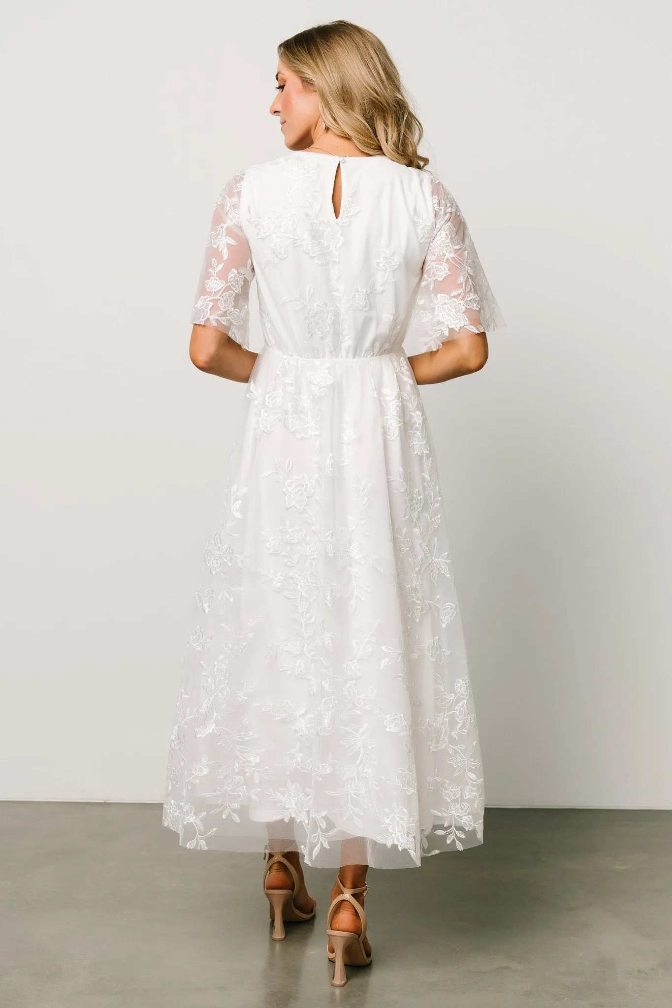 Arabella Embroidered Tulle Maxi Dress | White sold by Baltic Born product image thumbnail 4