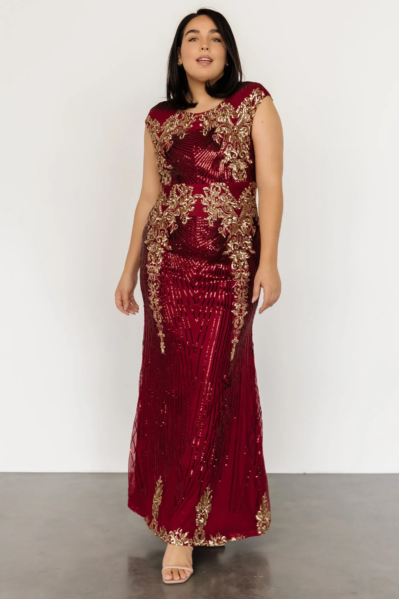 Azura Sequin Gown | Burgundy + Gold sold by Baltic Born product image thumbnail 2