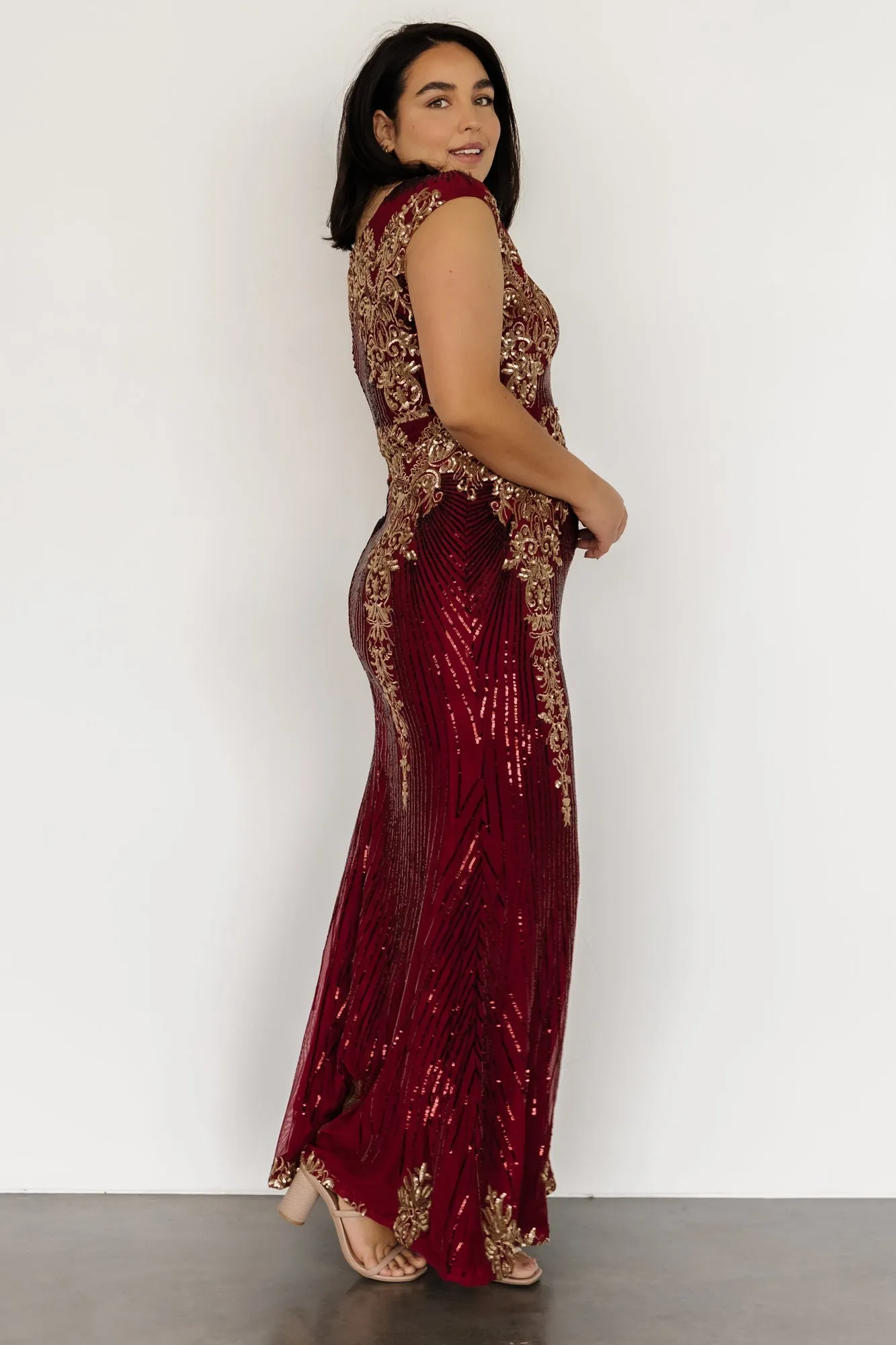 Azura Sequin Gown | Burgundy + Gold sold by Baltic Born product image thumbnail 4