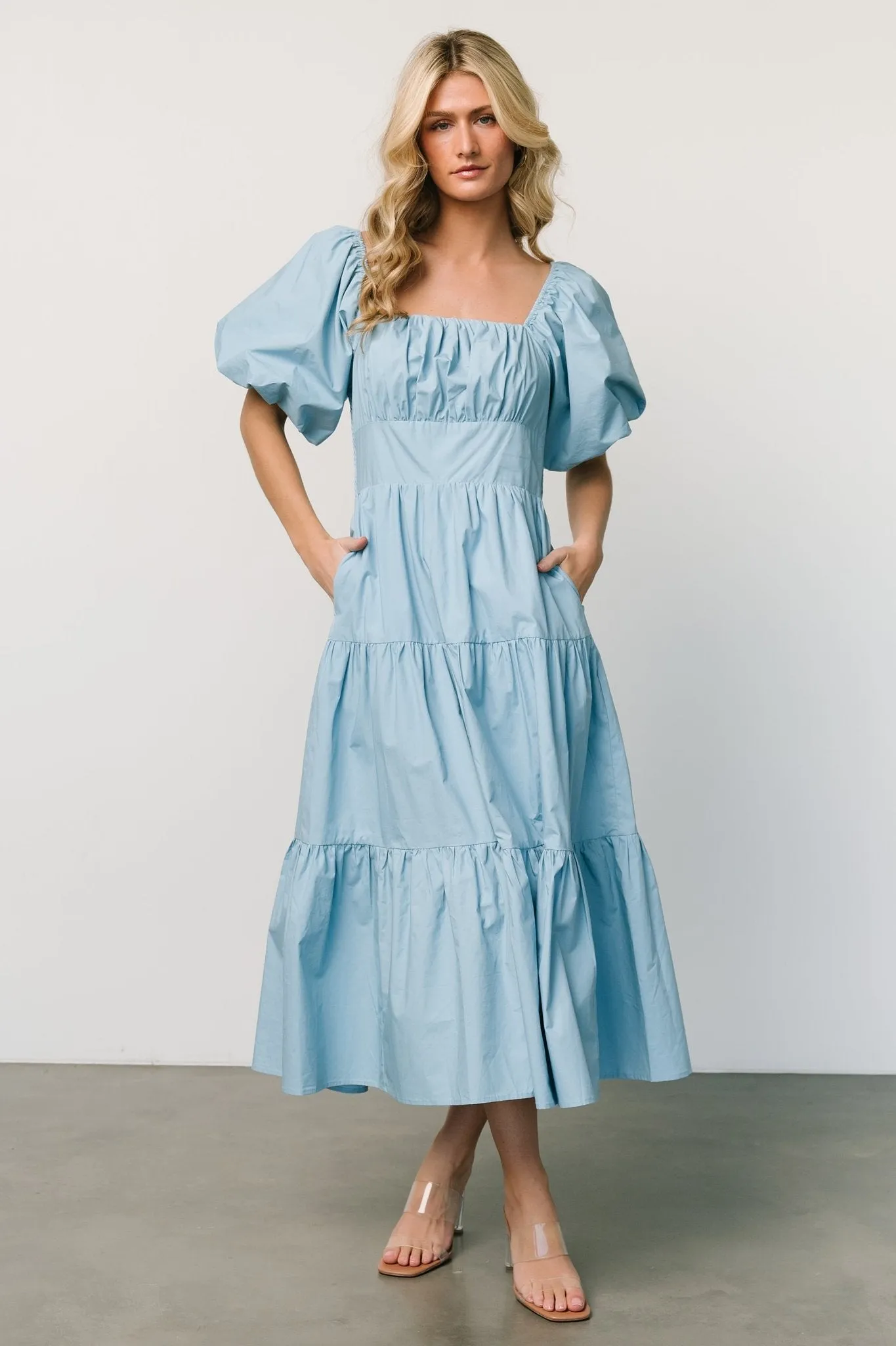 Cindy Puff Sleeve Tiered Dress | Blue sold by Baltic Born product image thumbnail 2