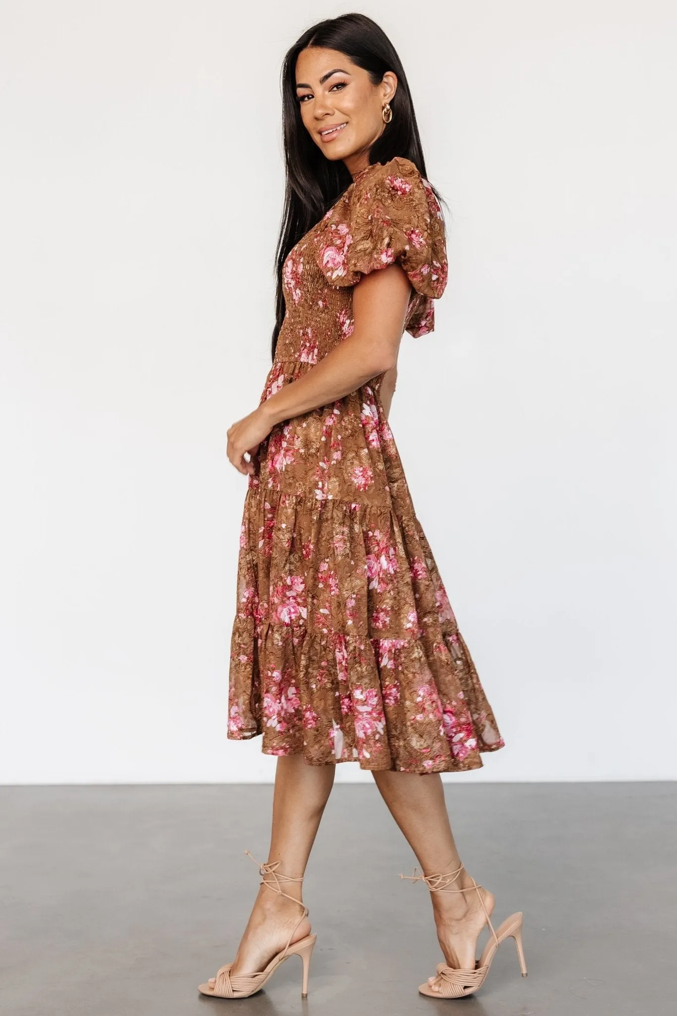 Lizzy Midi Dress | Copper + Pink sold by Baltic Born product image thumbnail 3