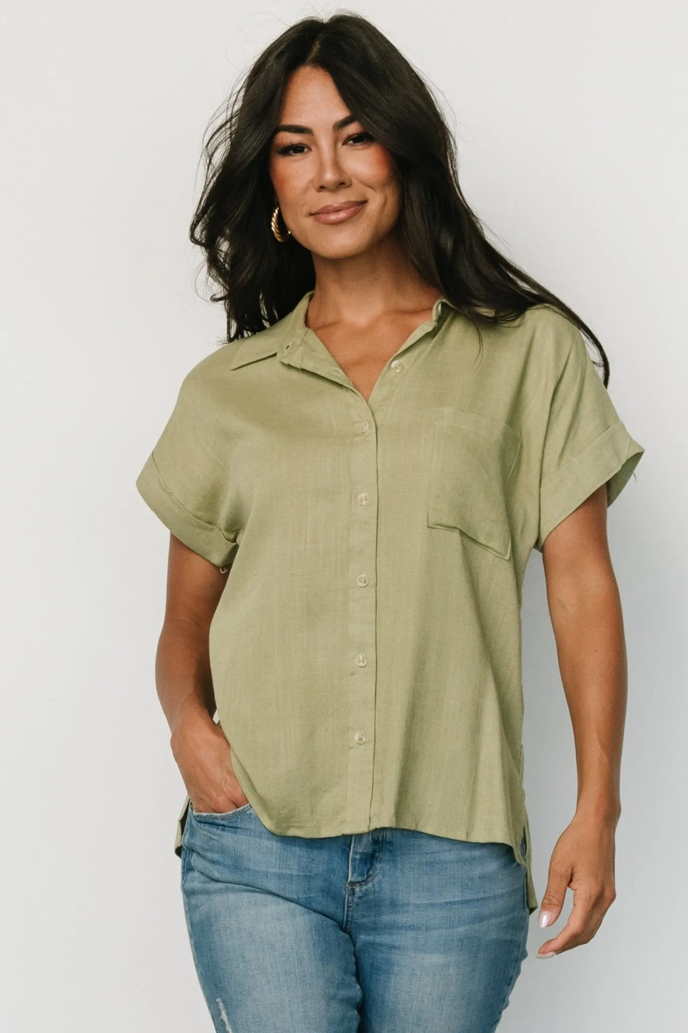 Andrews Button Top | Sage sold by Baltic Born product image thumbnail 3
