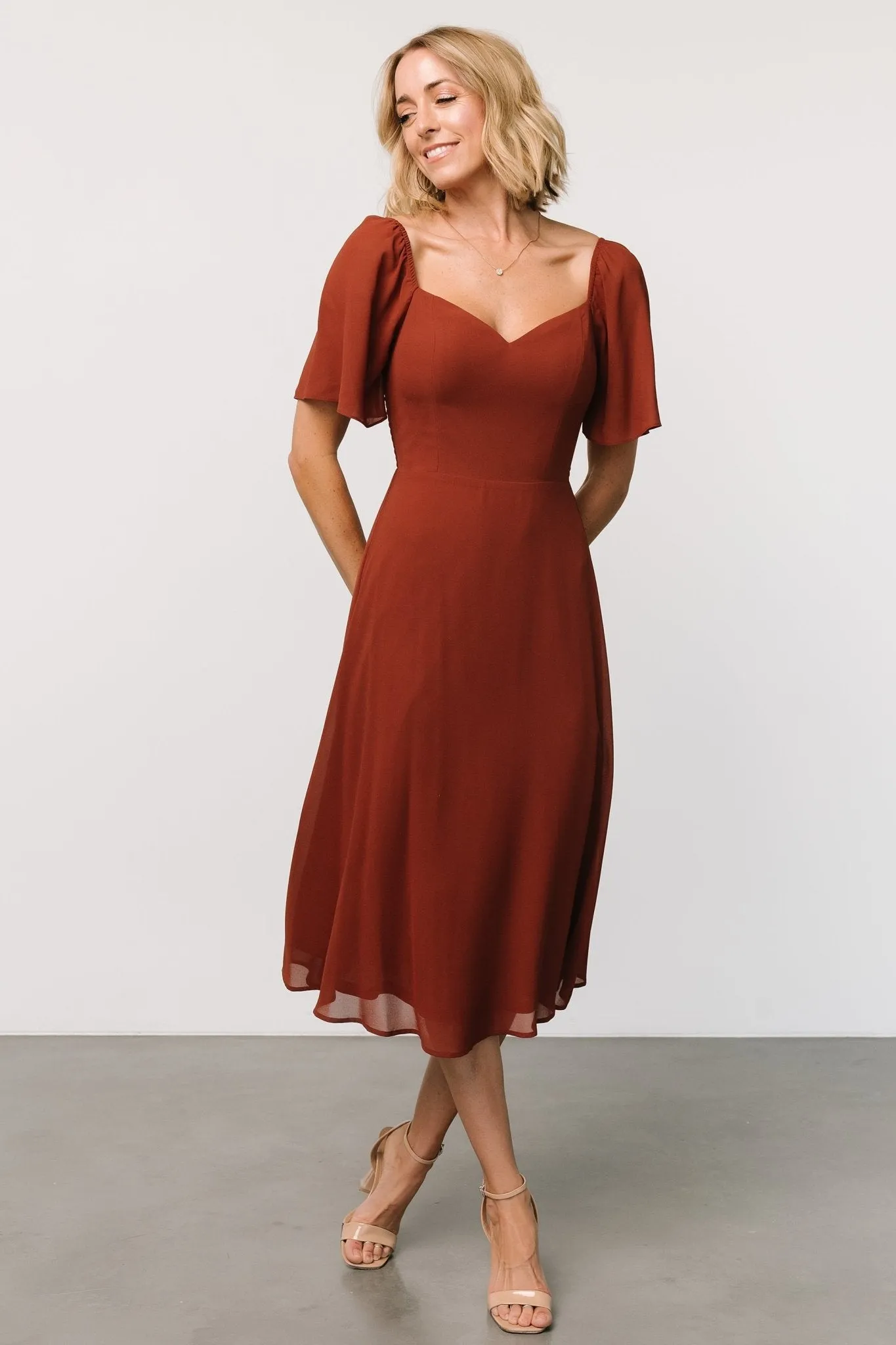 Colette Sweetheart Midi Dress | Cinnamon sold by Baltic Born