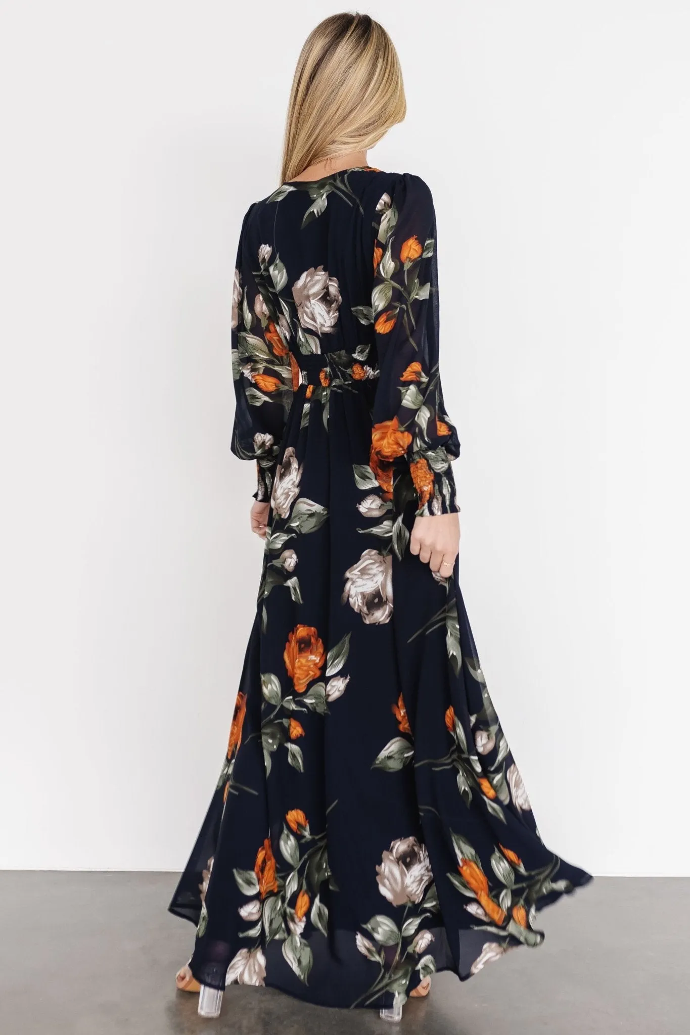 Olivia Maxi Dress | Midnight Navy Floral sold by Baltic Born product image thumbnail 4