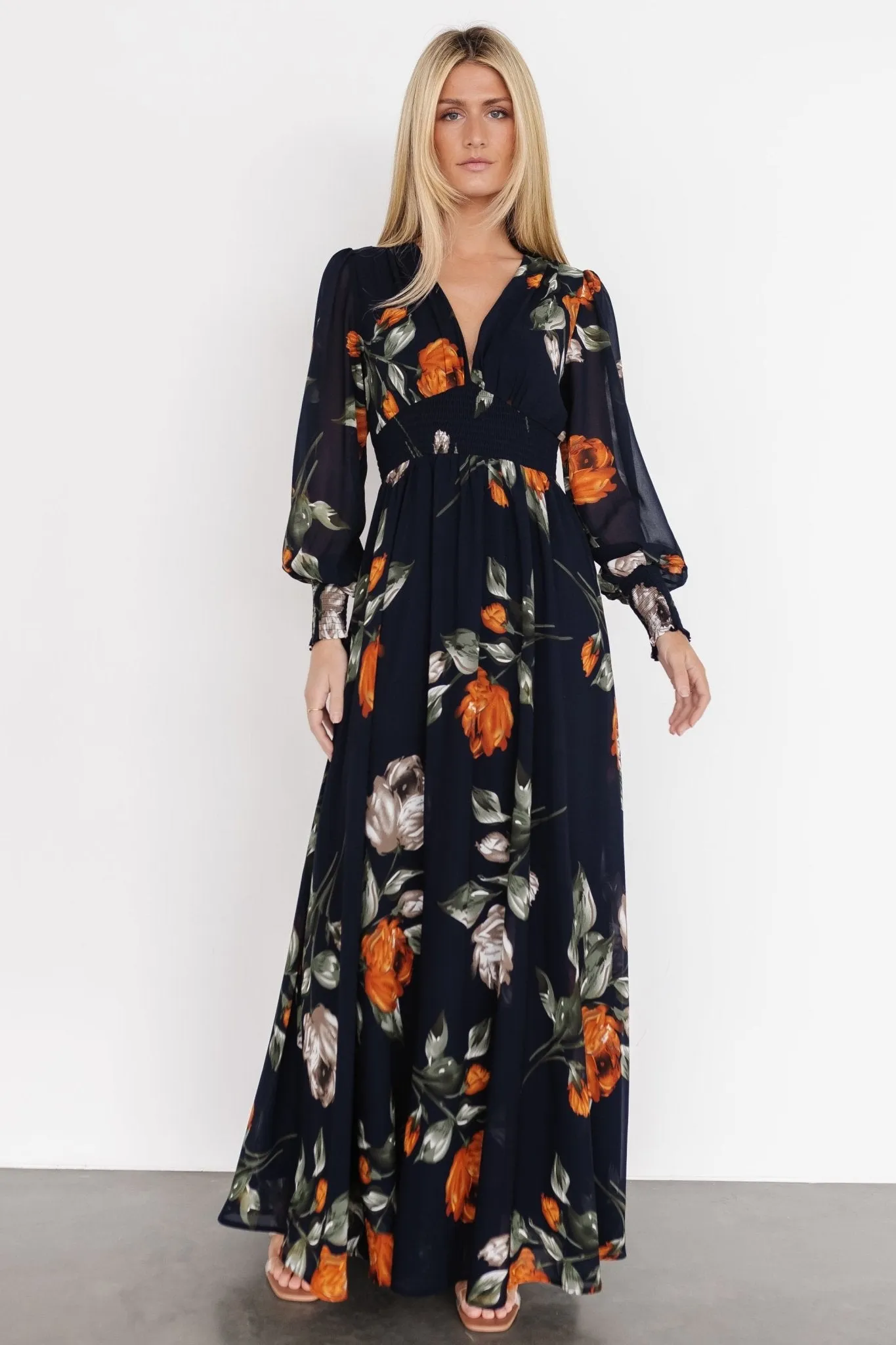 Olivia Maxi Dress | Midnight Navy Floral sold by Baltic Born product image thumbnail 5