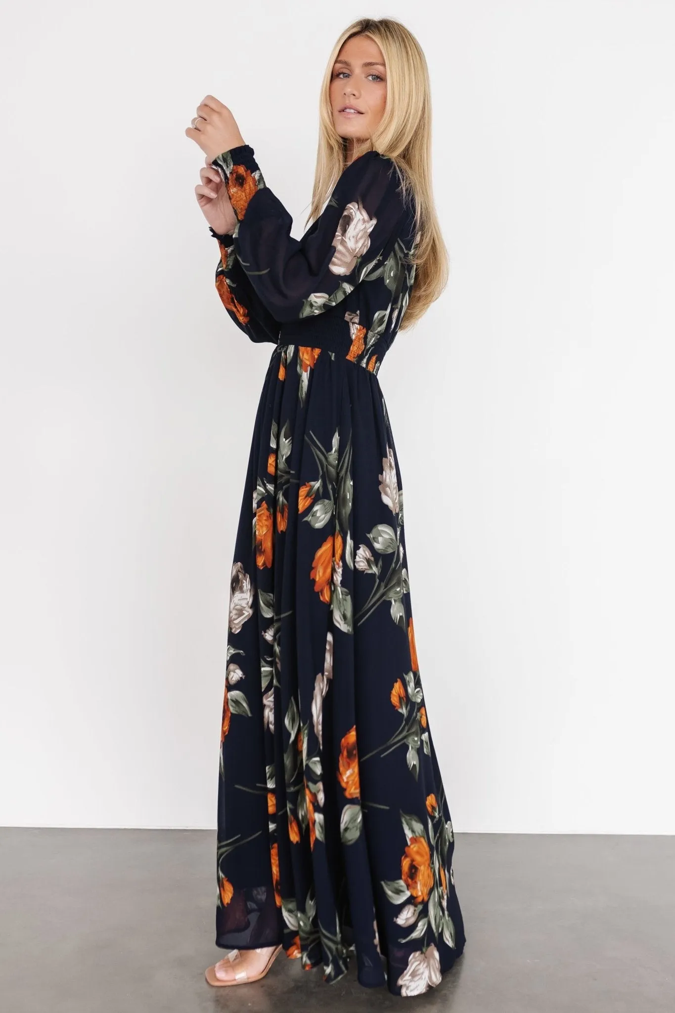 Olivia Maxi Dress | Midnight Navy Floral sold by Baltic Born product image thumbnail 3
