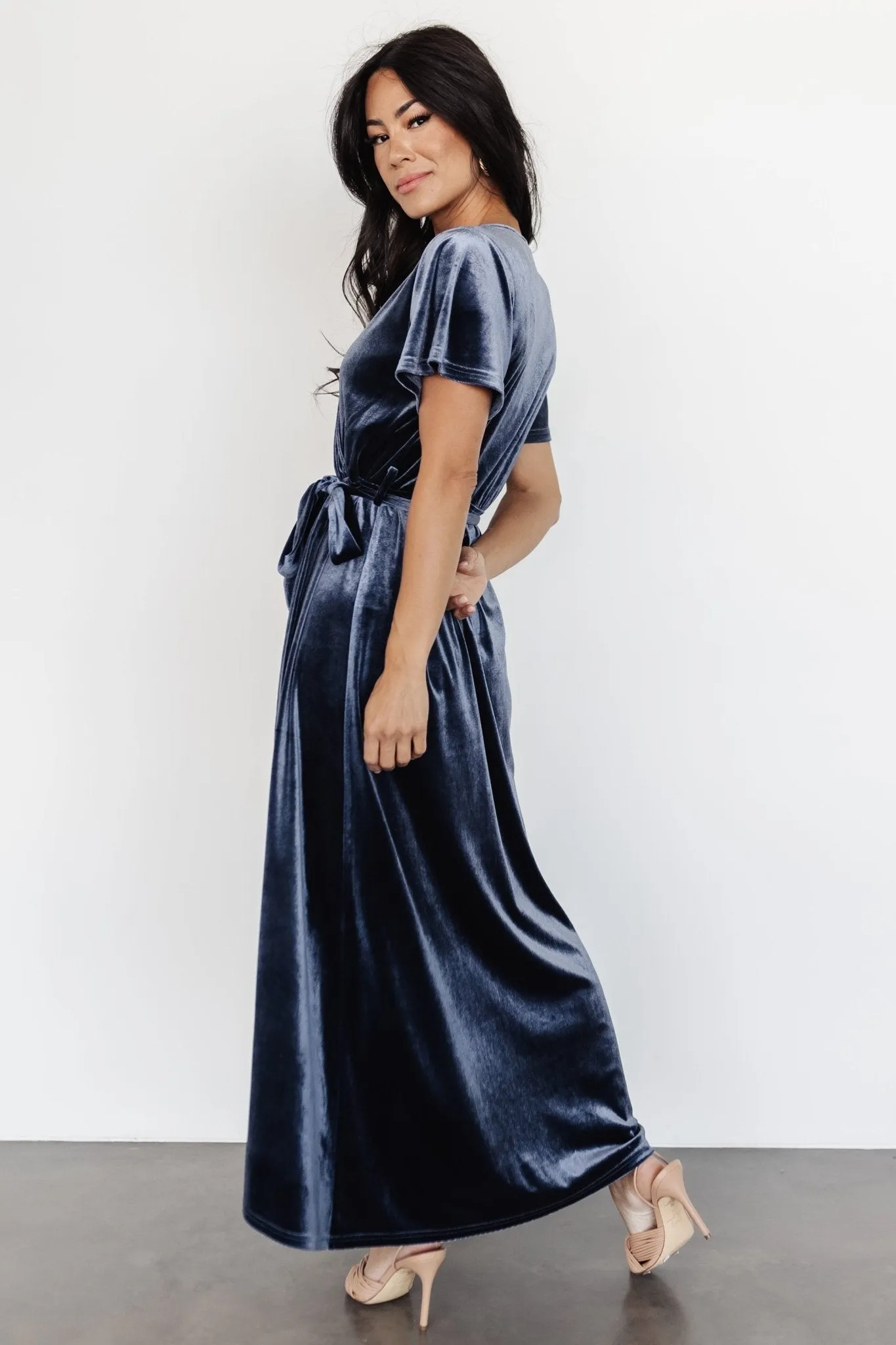 Nadine Velvet Midi Dress | Blue sold by Baltic Born product image thumbnail 3