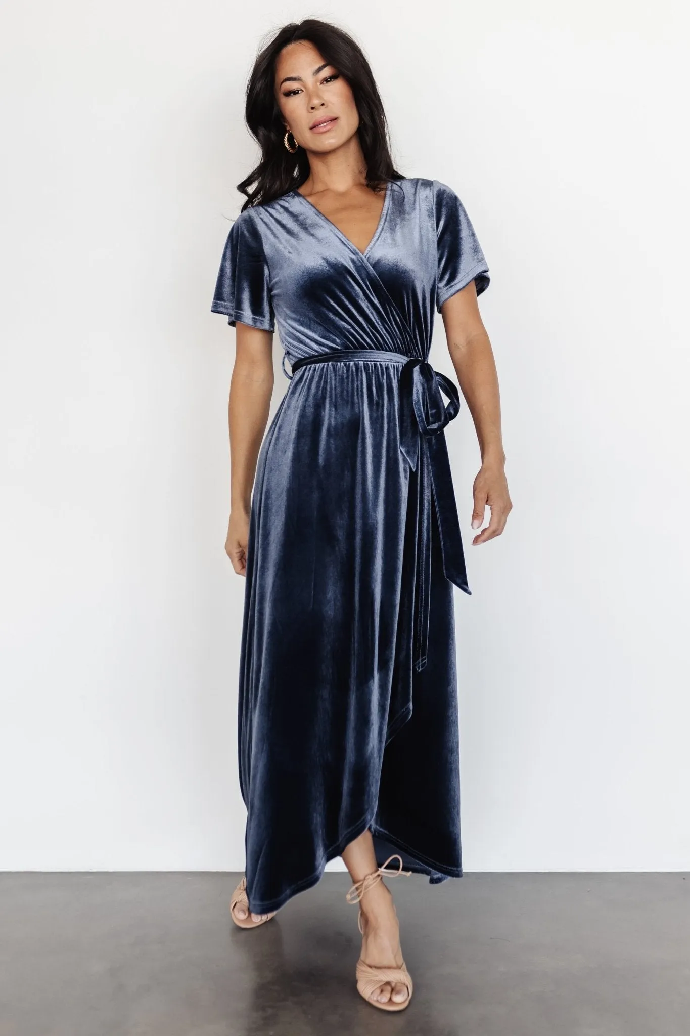 Nadine Velvet Midi Dress | Blue sold by Baltic Born product image thumbnail 4