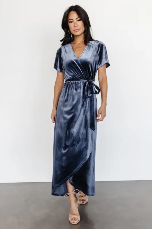 Nadine Velvet Midi Dress | Blue sold by Baltic Born
