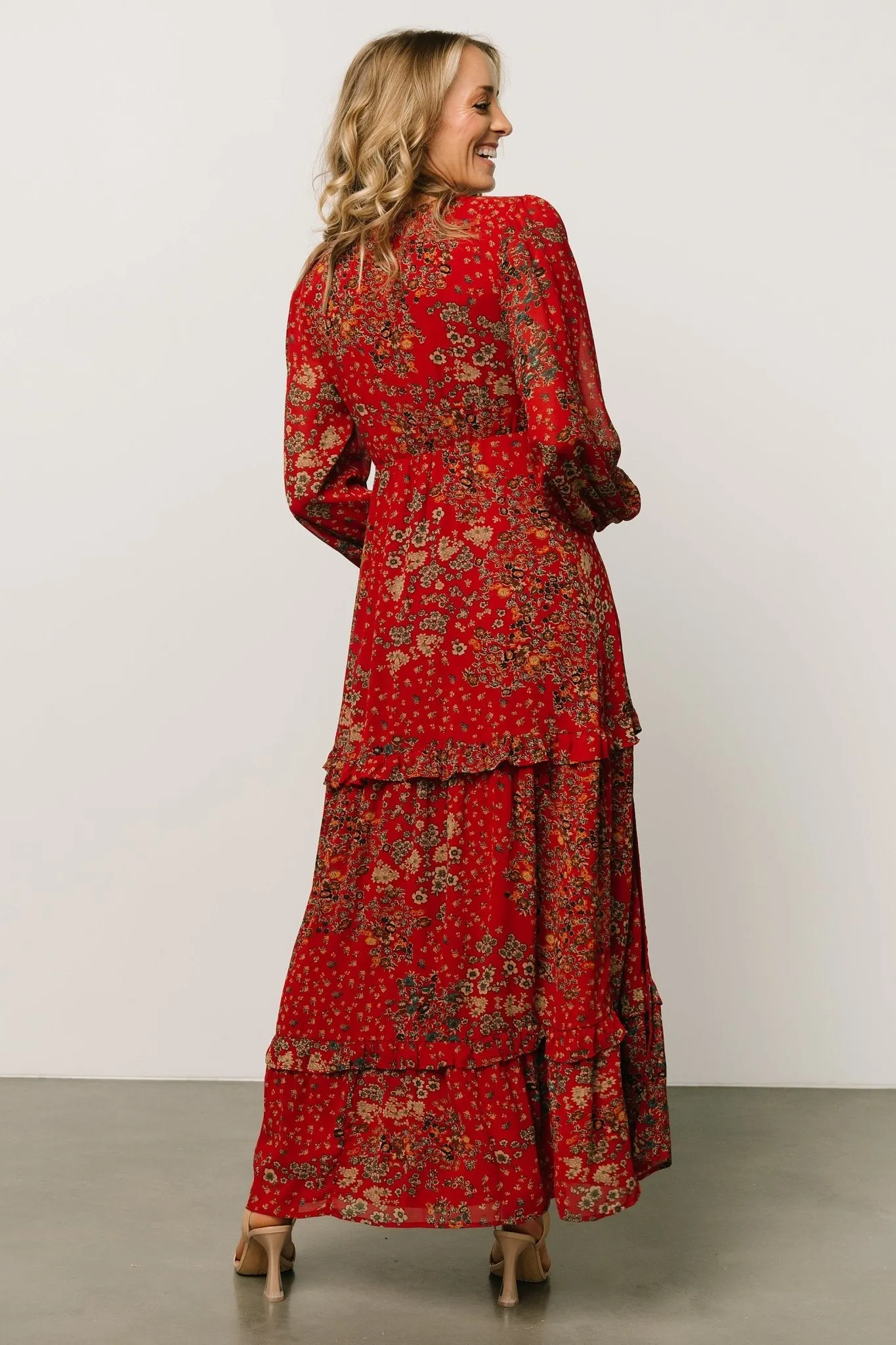 Bowman Deep V Maxi Dress | Red Multi sold by Baltic Born product image thumbnail 4