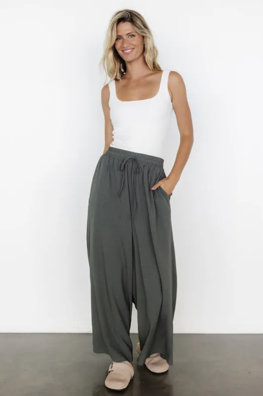 Florence Textured Pants | Olive sold by Baltic Born