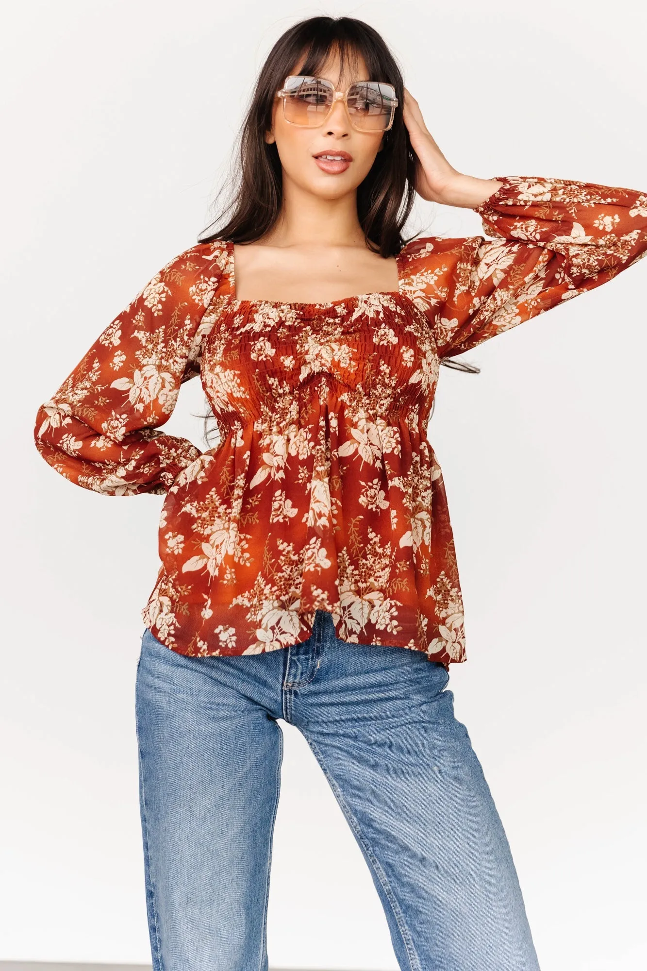 Fenna Smocked Top | Rust Floral sold by Baltic Born product image thumbnail 4