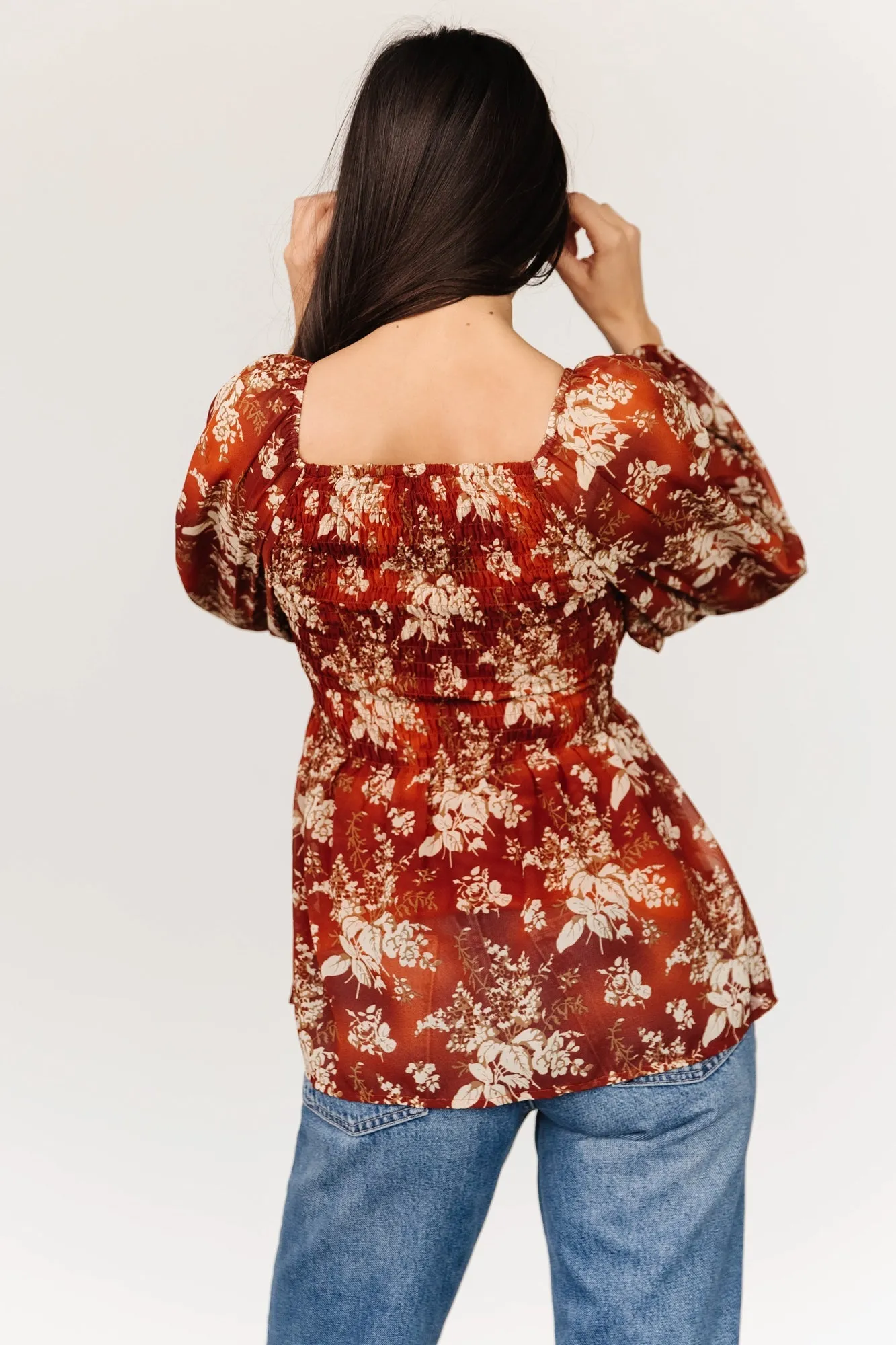 Fenna Smocked Top | Rust Floral sold by Baltic Born product image thumbnail 2